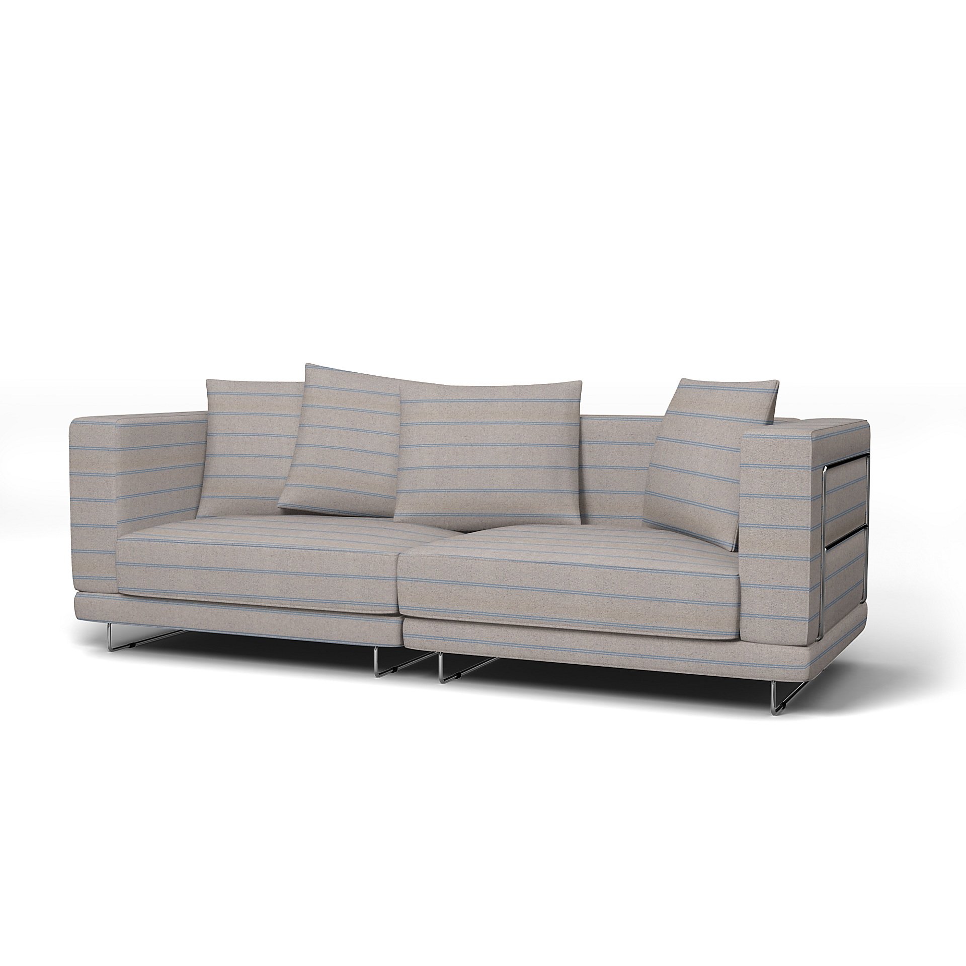 IKEA - Tylosand 3 Seater Sofa Cover, Blue Stripe, Cotton - Bemz