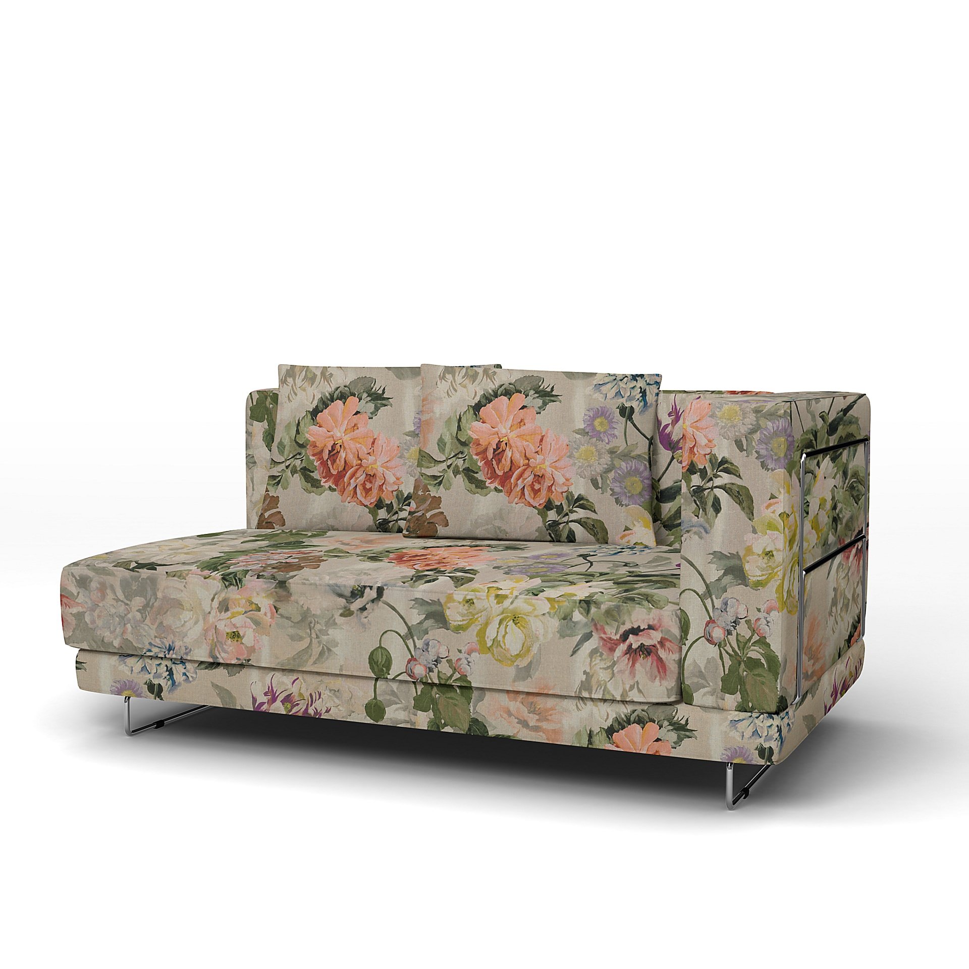 IKEA - Tylosand Sofa with Armrest Cover, Delft Flower - Tuberose, Linen - Bemz