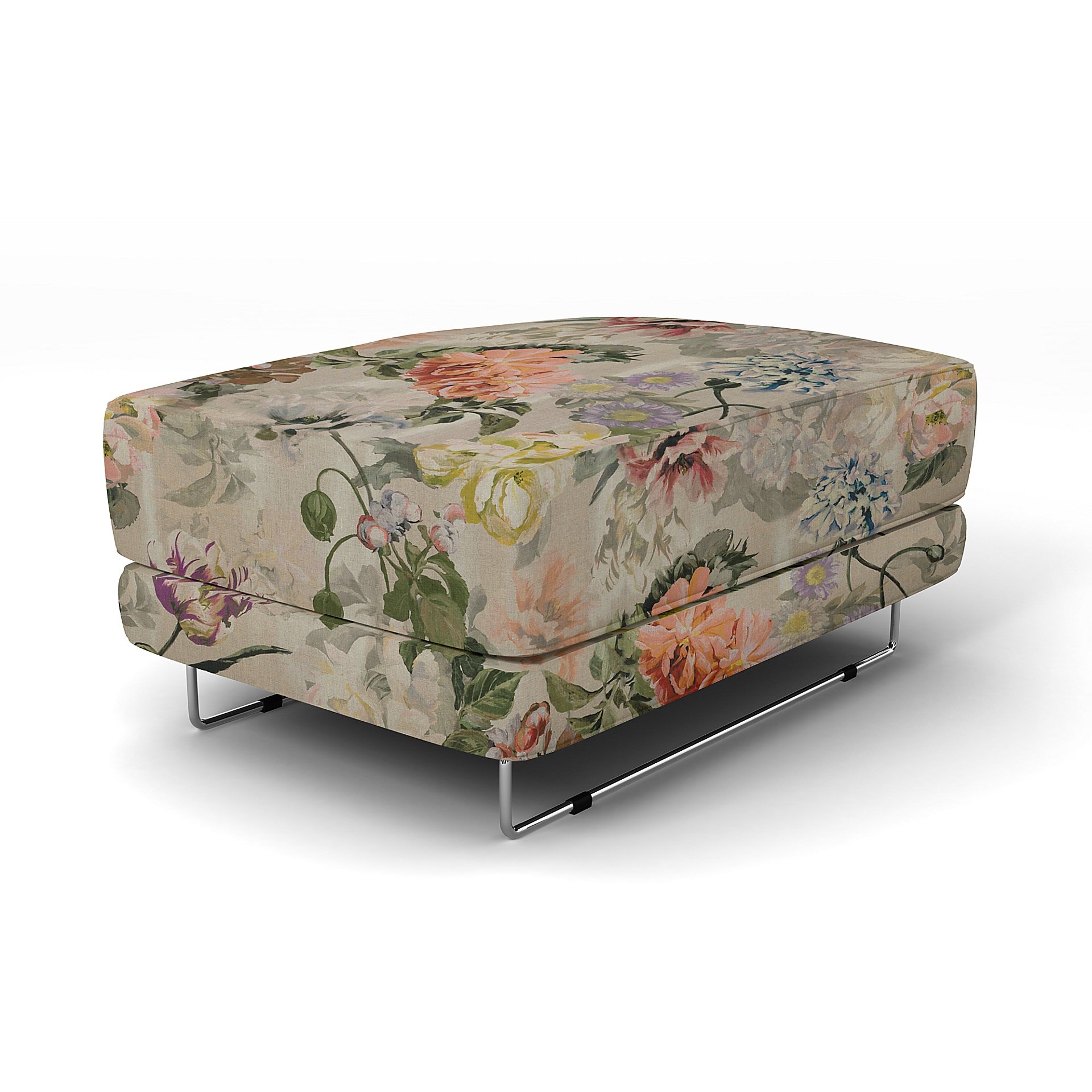 IKEA - Tylosand Footstool Cover, Delft Flower - Tuberose, Linen - Bemz