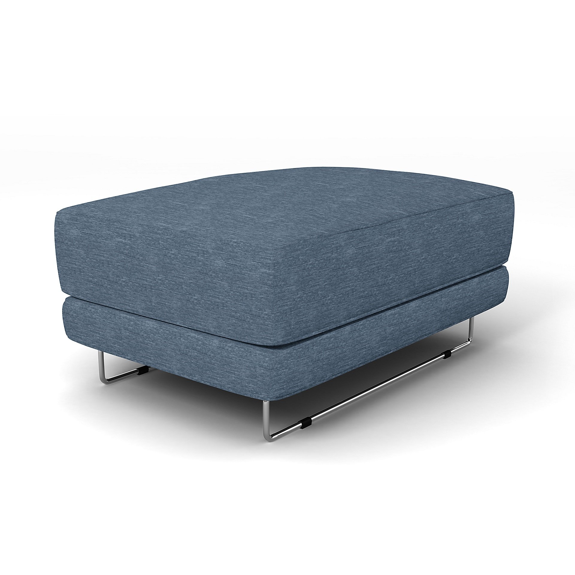 IKEA - Tylosand Footstool Cover, Mineral Blue, Velvet - Bemz