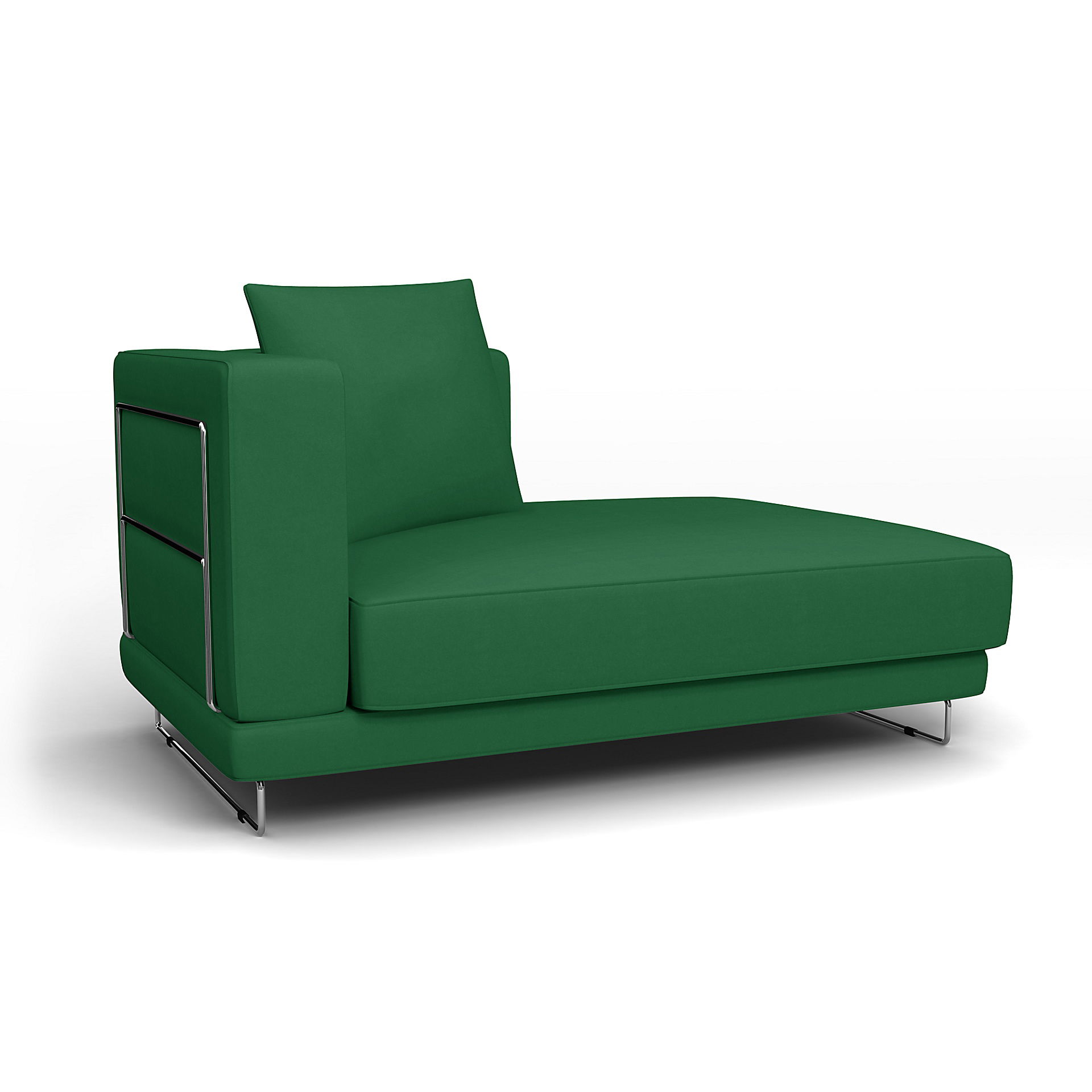 IKEA - Tylösand Chaise with Right Armrest Cover, Abundant Green, Velvet - Bemz