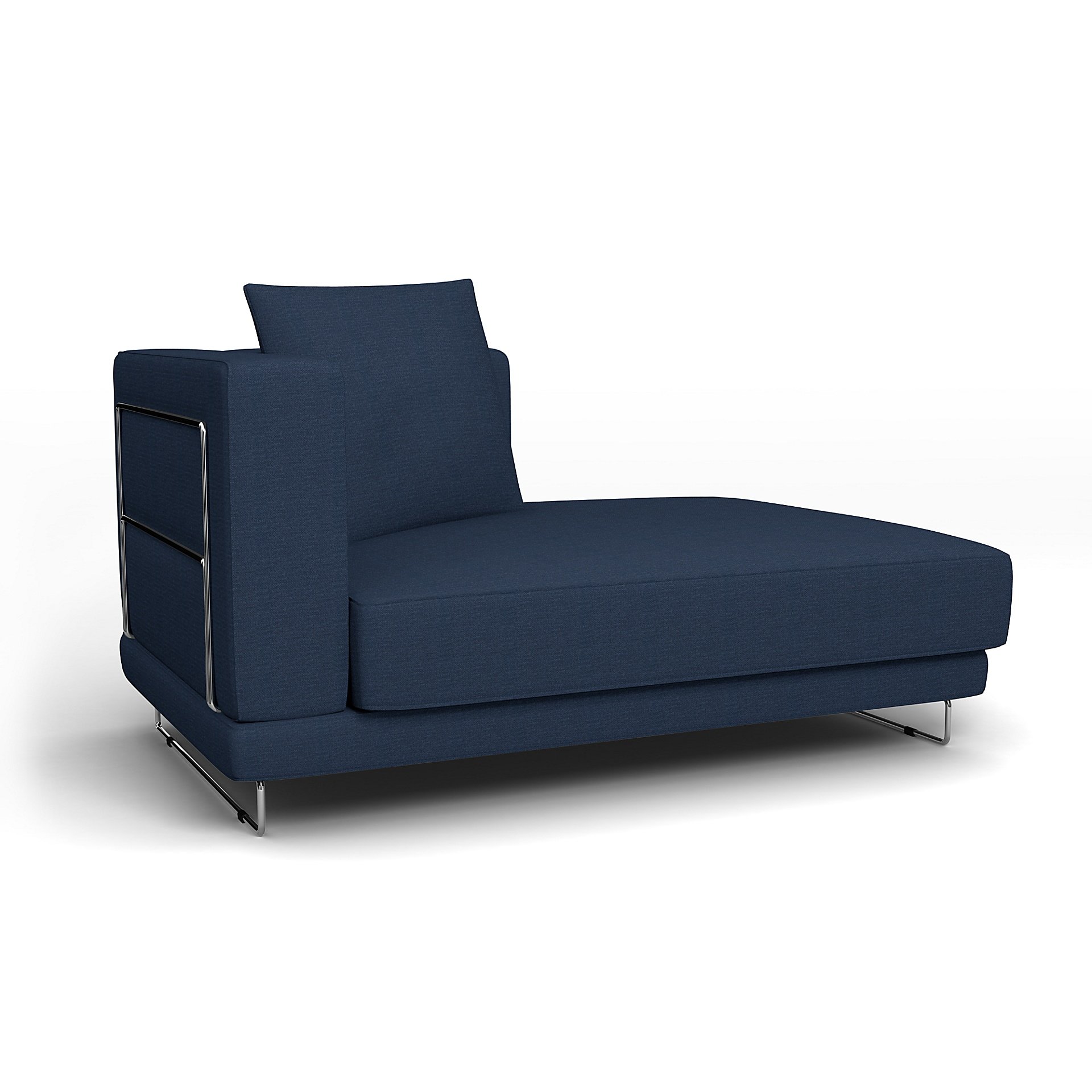 IKEA - Tylosand Chaise with Right Armrest Cover, Navy Blue, Linen - Bemz