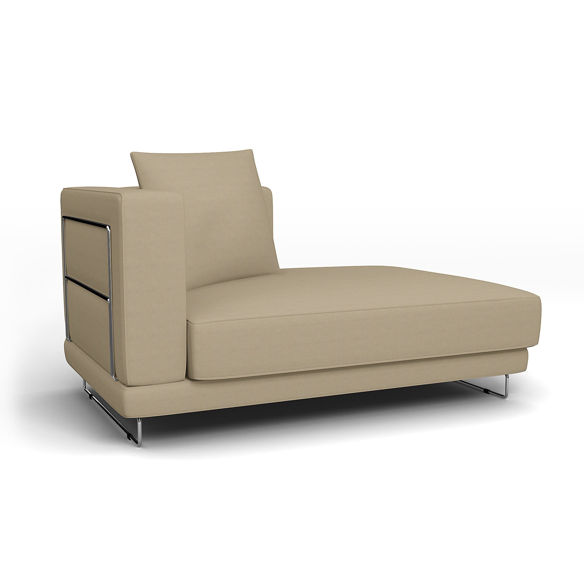 IKEA - Tylosand Chaise with Right Armrest Cover, Tan, Linen - Bemz