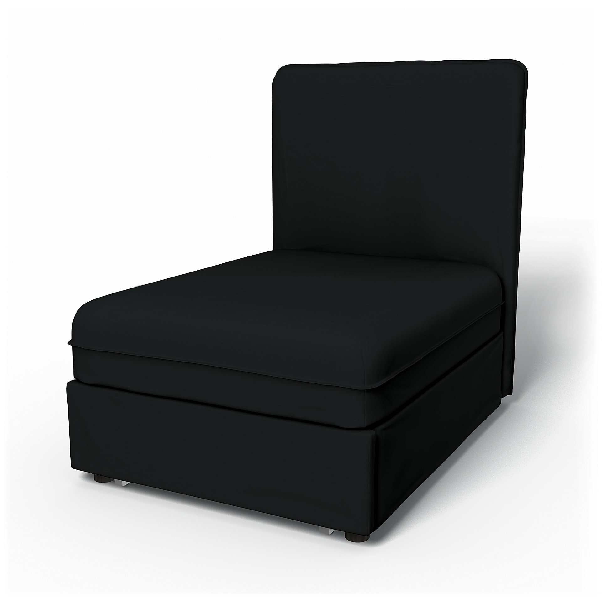 IKEA - Vallentuna Seat Module with High Back Sofa Bed Cover (80x100x46cm), Jet Black, Cotton - Bemz