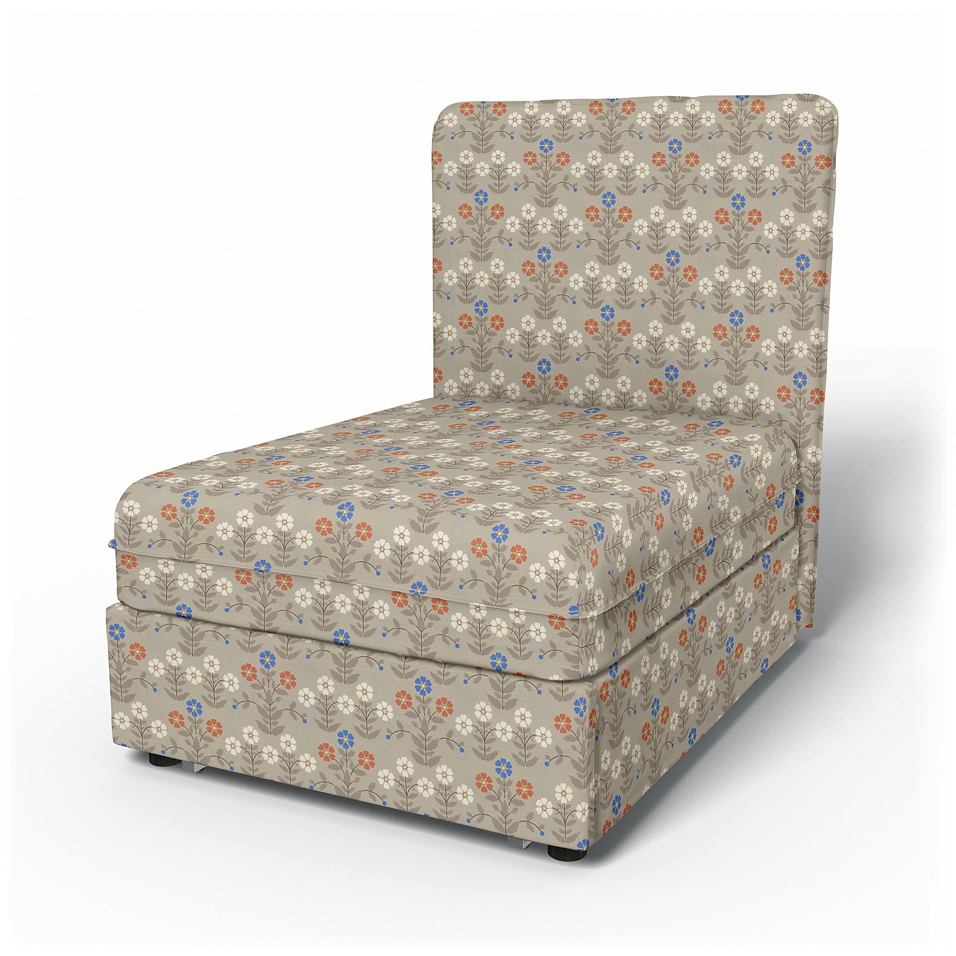 IKEA - Vallentuna Seat Module with High Back Sofa Bed Cover (80x100x46cm), Sippor Blue/Orange, BEMZ 