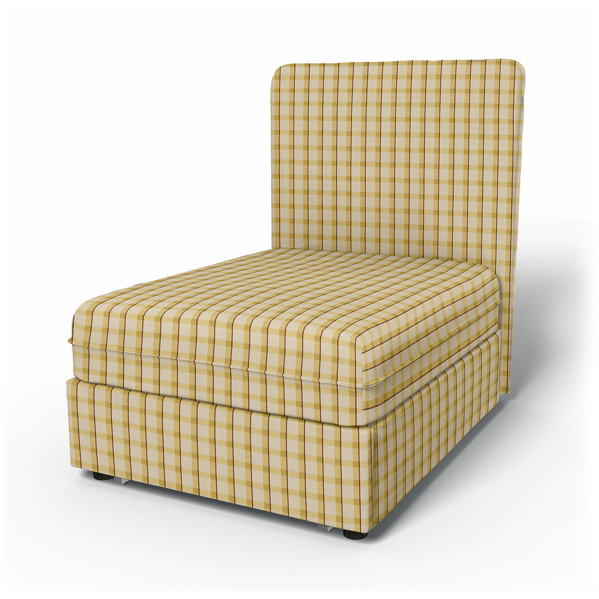IKEA - Vallentuna Seat Module with High Back Sofa Bed Cover (80x100x46cm), Picnic Check Sun Yellow, Linen - Bemz