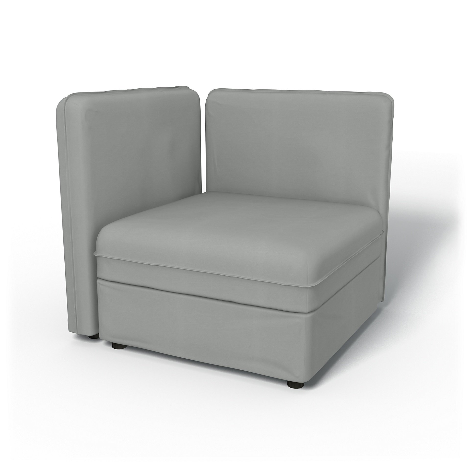 IKEA - Överdrag till Vallentuna 1-sitssektion med låg rygg och förvaring (80x80cm), Silver Grey, Bomull - Bemz