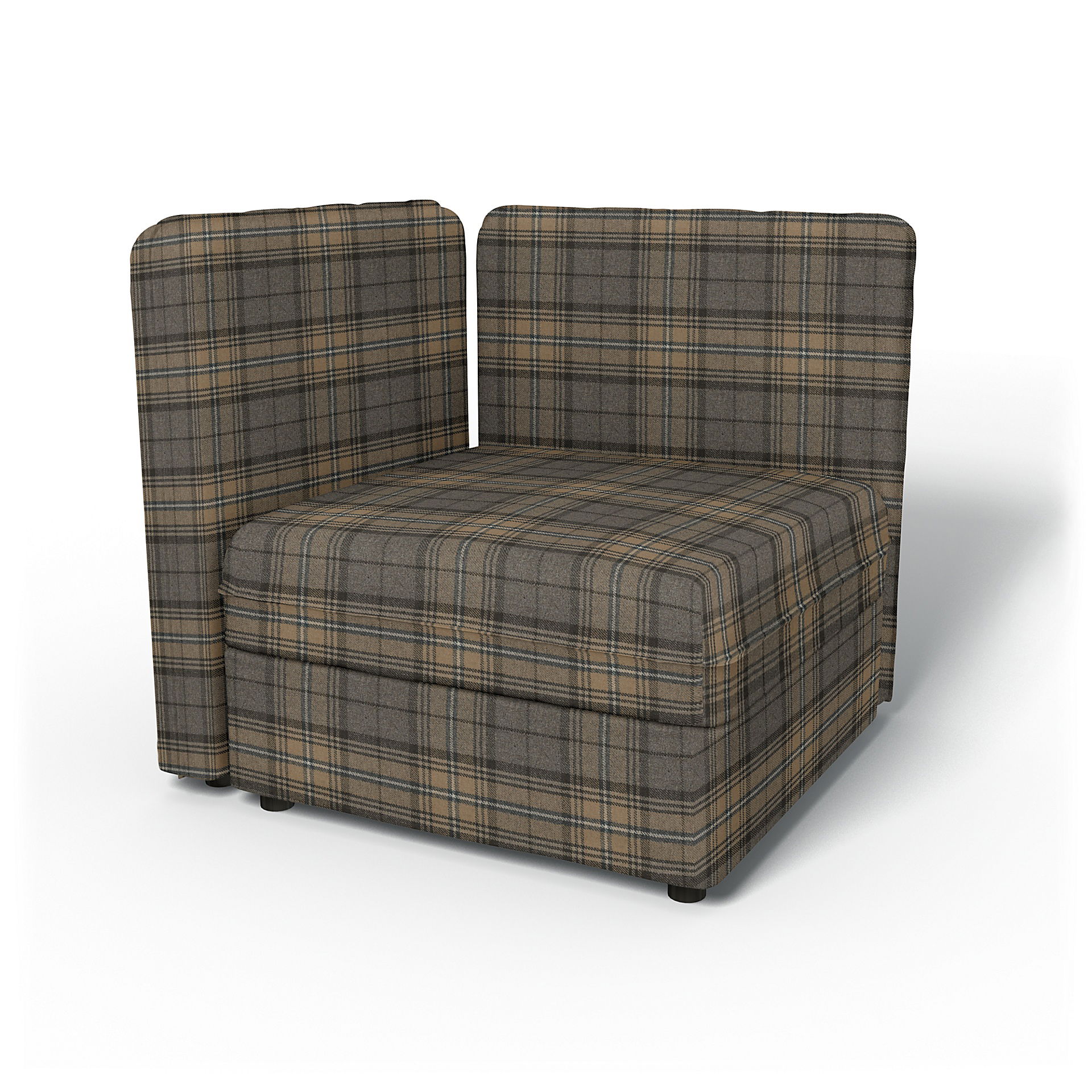 IKEA - Vallentuna Seat Module with Low Back and Storage Cover 80x80cm 32x32in, Bark Brown, Wool - Bemz