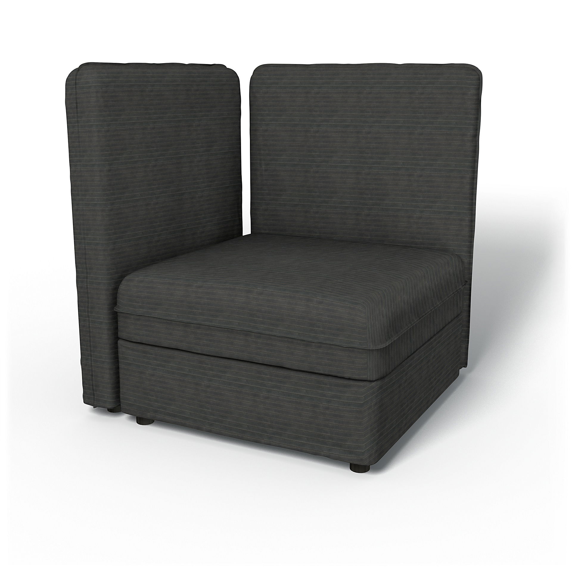 IKEA - Vallentuna Corner Seat Module with High Back and Storage Cover 80x80 32x32in, Licorice, Corduroy - Bemz