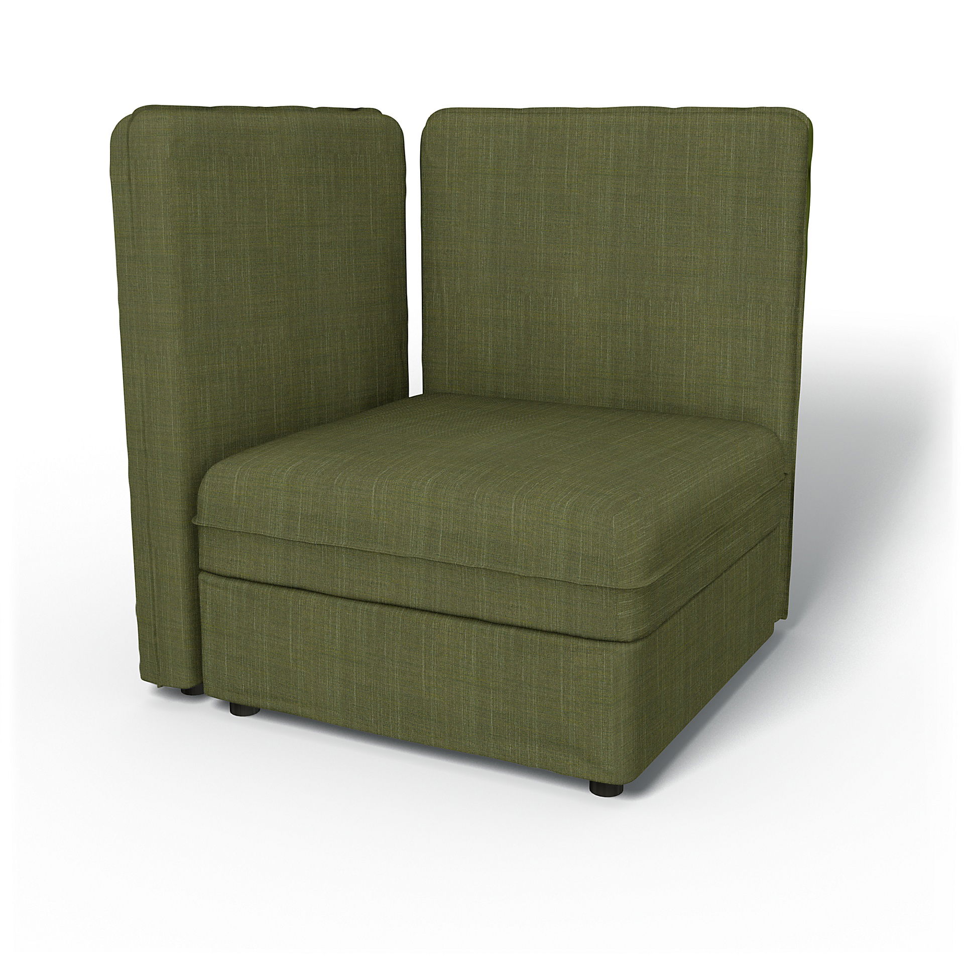 IKEA - Vallentuna Corner Seat Module with High Back and Storage Cover 80x80 32x32in, Moss Green, Bouclé & Texture - Bemz
