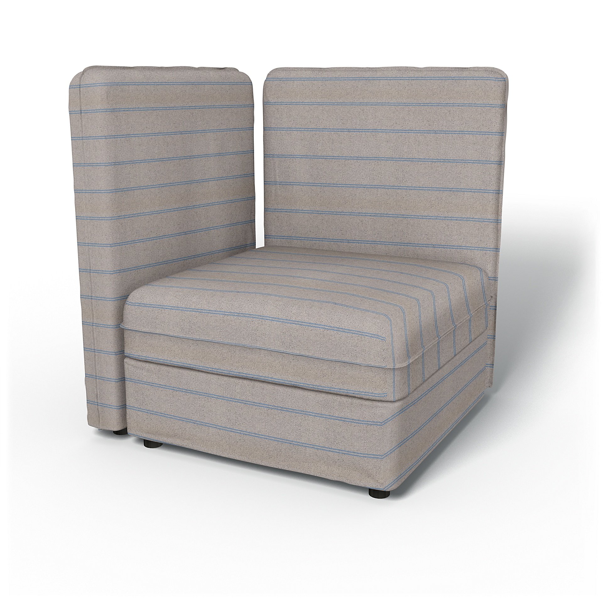 IKEA - Vallentuna Corner Seat Module with High Back and Storage Cover 80x80 32x32in, Blue Stripe, Co
