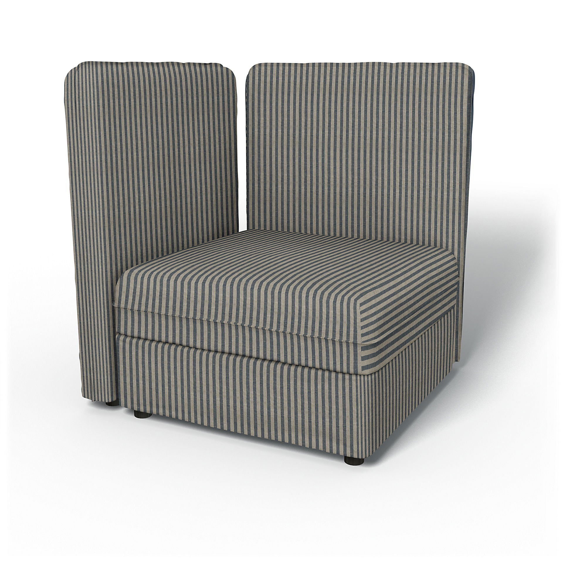 IKEA - Vallentuna Corner Seat Module with High Back and Storage Cover 80x80 32x32in, Dark Blue / Natural, Linen - Bemz