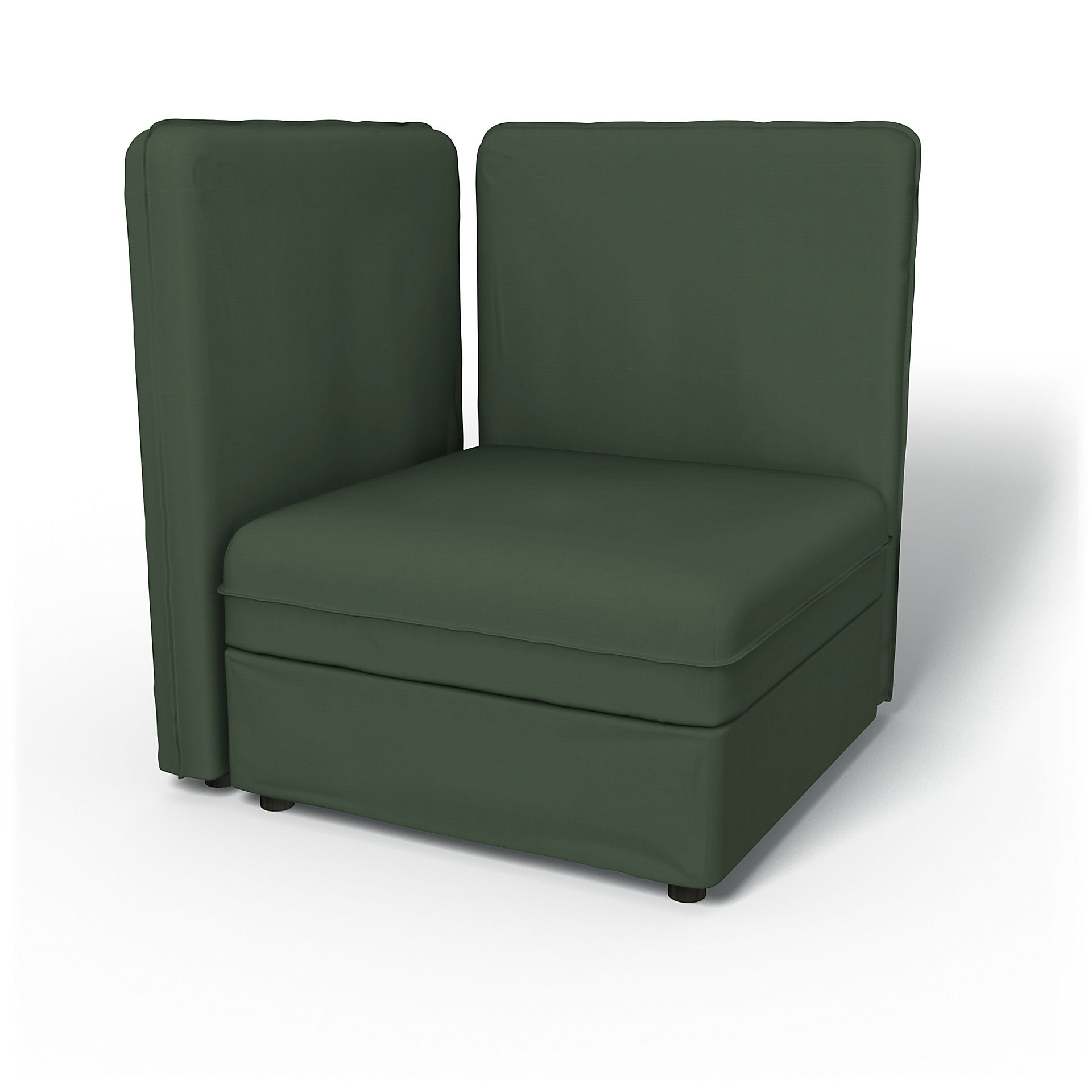 IKEA - Vallentuna Corner Seat Module with High Back and Storage Cover 80x80 32x32in, Thyme, Cotton - Bemz