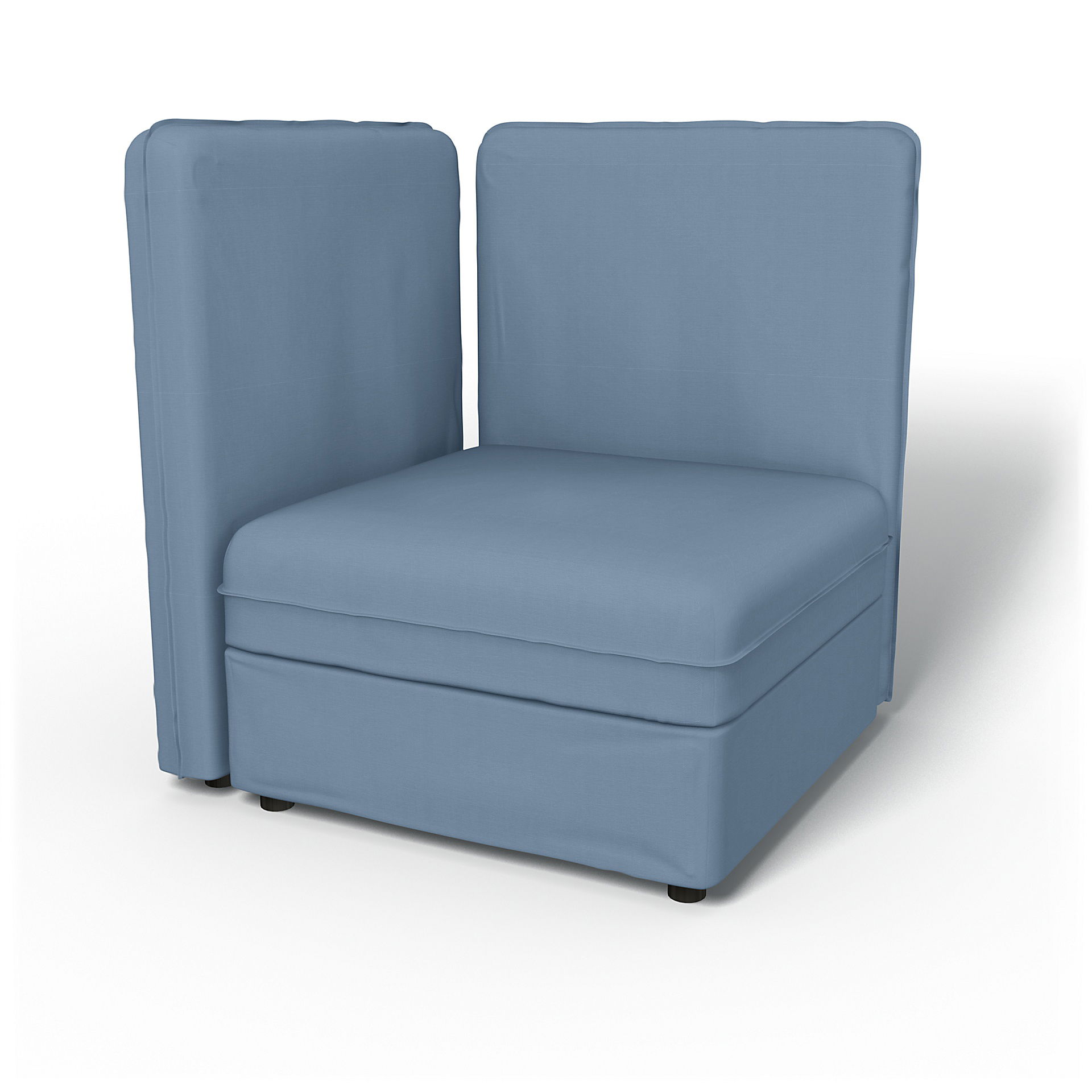 IKEA - Vallentuna Corner Seat Module with High Back and Storage Cover 80x80 32x32in, Dusty Blue, Cotton - Bemz