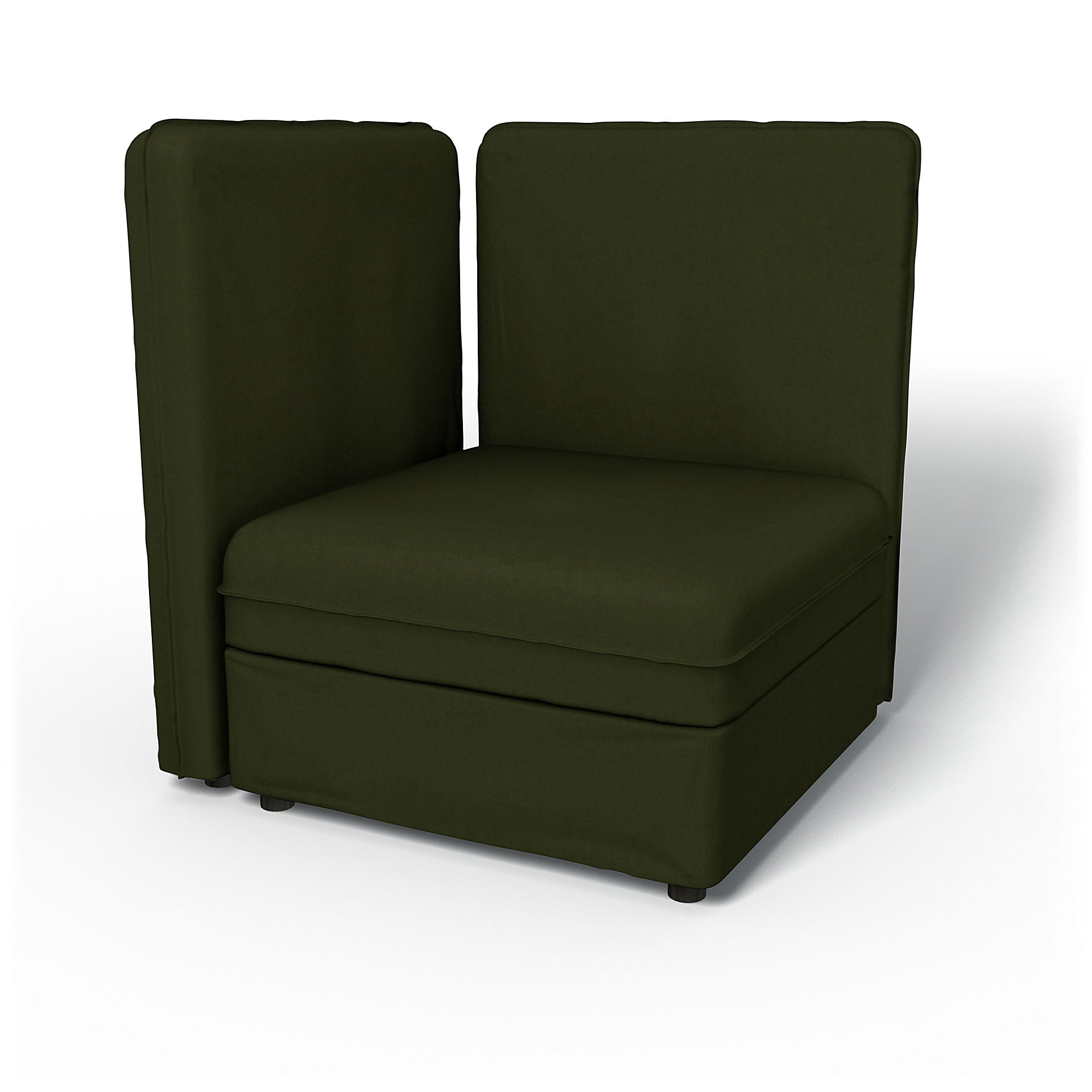 IKEA - Vallentuna Corner Seat Module with High Back and Storage Cover 80x80 32x32in, Moss, Velvet - Bemz