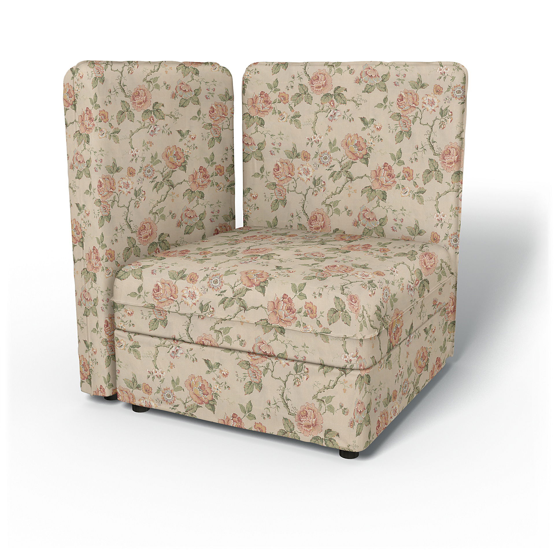 IKEA - Vallentuna Corner Seat Module with High Back and Storage Cover 80x80 32x32in, Rosenträd Light, BEMZ x BORÅSTAPETER COLLECTION - Bemz