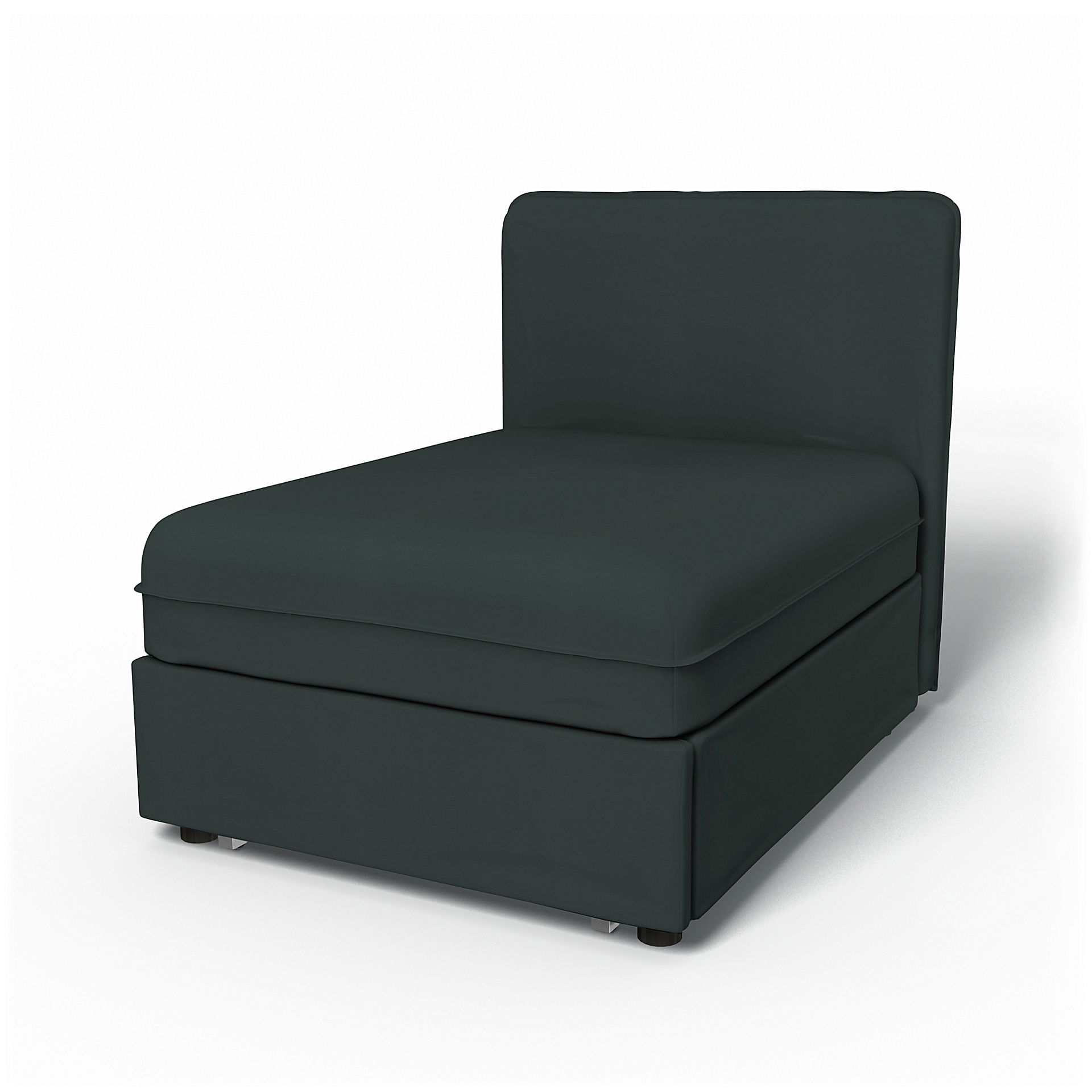 IKEA - Vallentuna Seat Module with Low Back Sofa Bed Cover 80x100 cm 32x39in, Graphite Grey, Cotton - Bemz