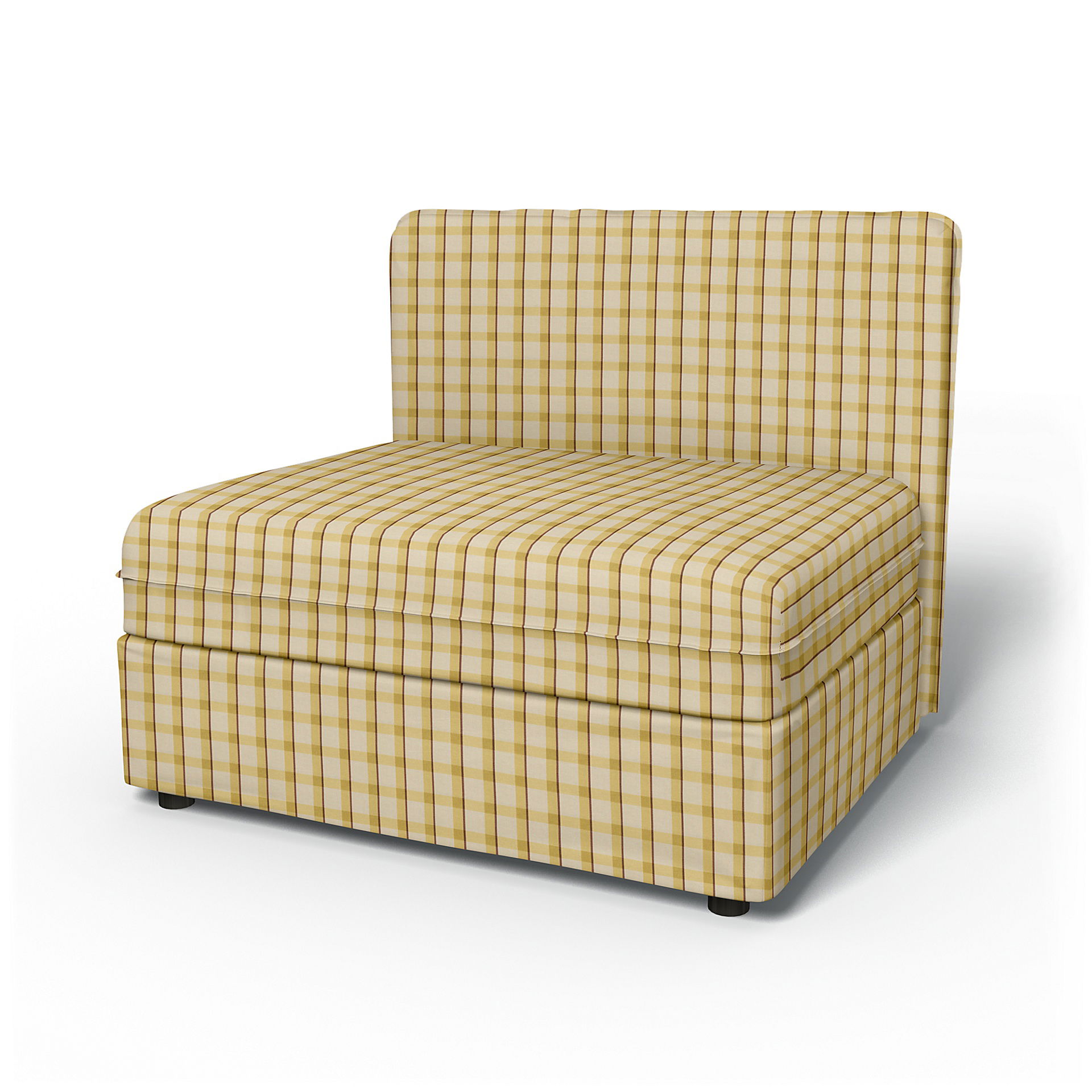 IKEA - Vallentuna Seat Module with Low Back Cover 100x80cm 39x32in, Picnic Check Sun Yellow, Linen - Bemz