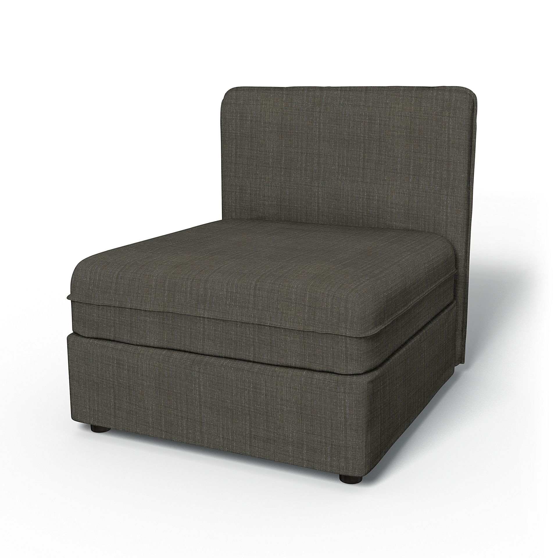 IKEA - Vallentuna Seat Module with Low Back Cover 80x80cm 32x32in, Mole Brown, Bouclé & Texture - Bemz