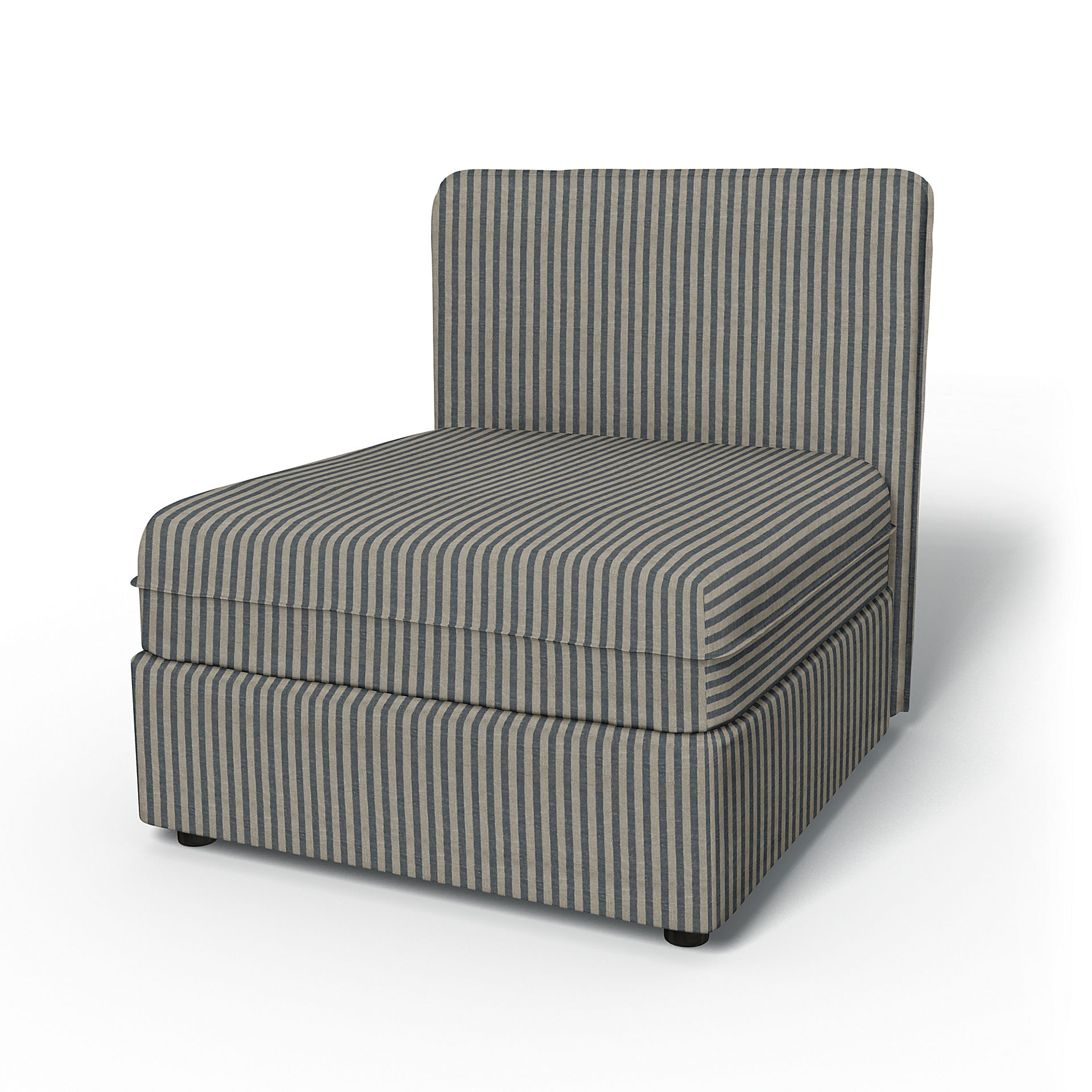 IKEA - Vallentuna Seat Module with Low Back Cover 80x80cm 32x32in, Dark Blue / Natural, Linen - Bemz
