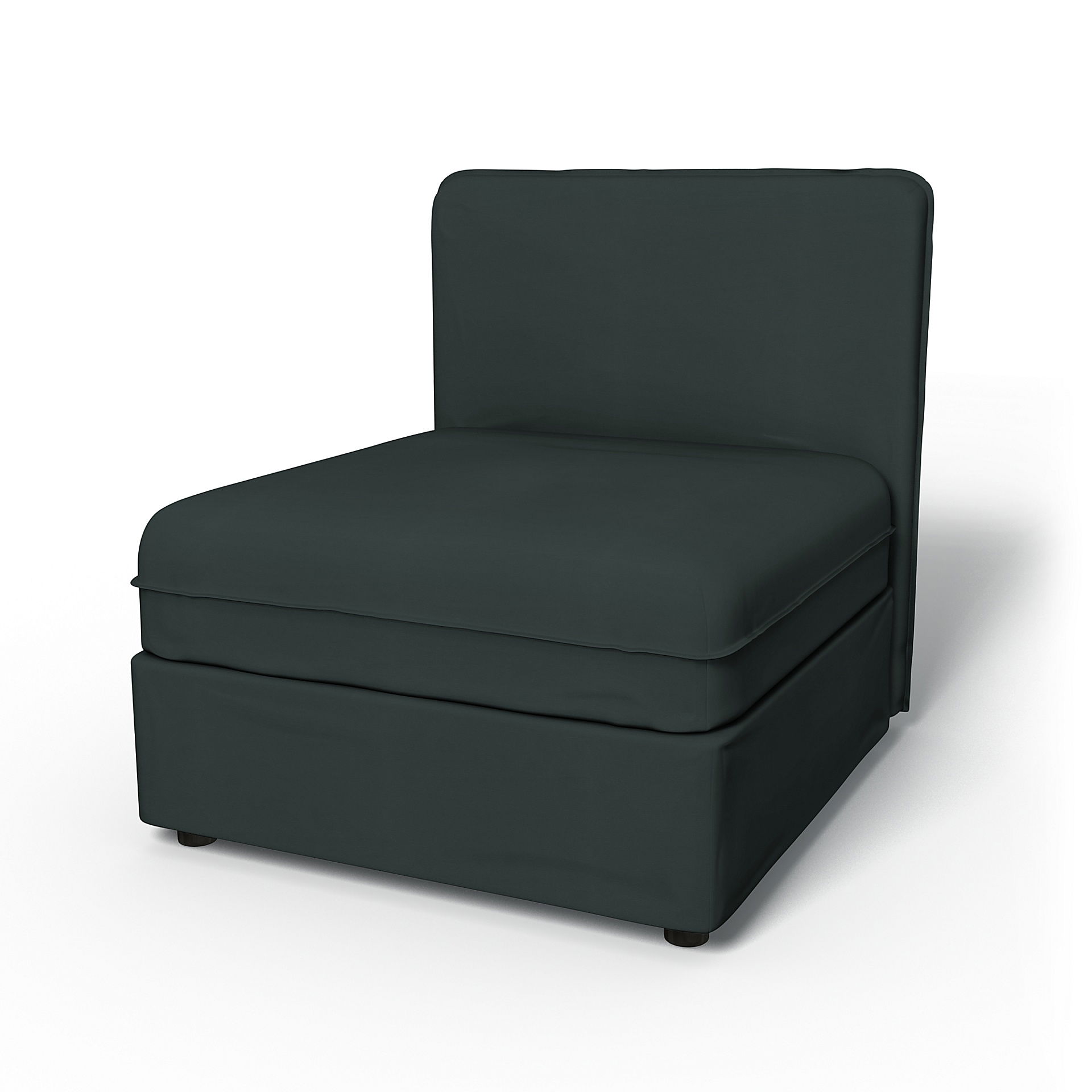 IKEA - Vallentuna Seat Module with Low Back Cover 80x80cm 32x32in, Graphite Grey, Cotton - Bemz