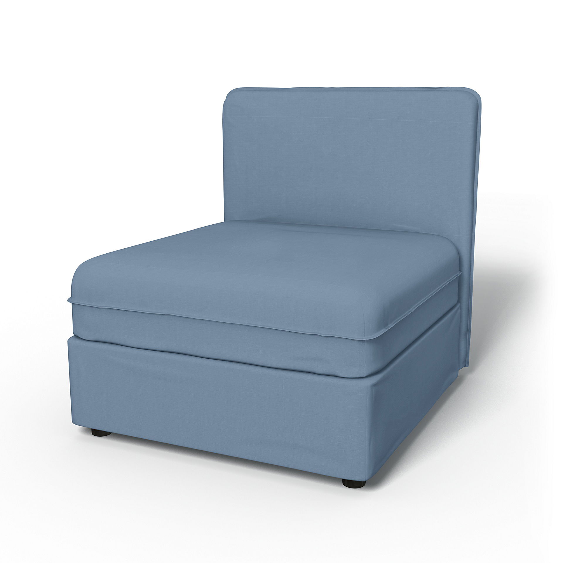 IKEA - Vallentuna Seat Module with Low Back Cover 80x80cm 32x32in, Dusty Blue, Cotton - Bemz