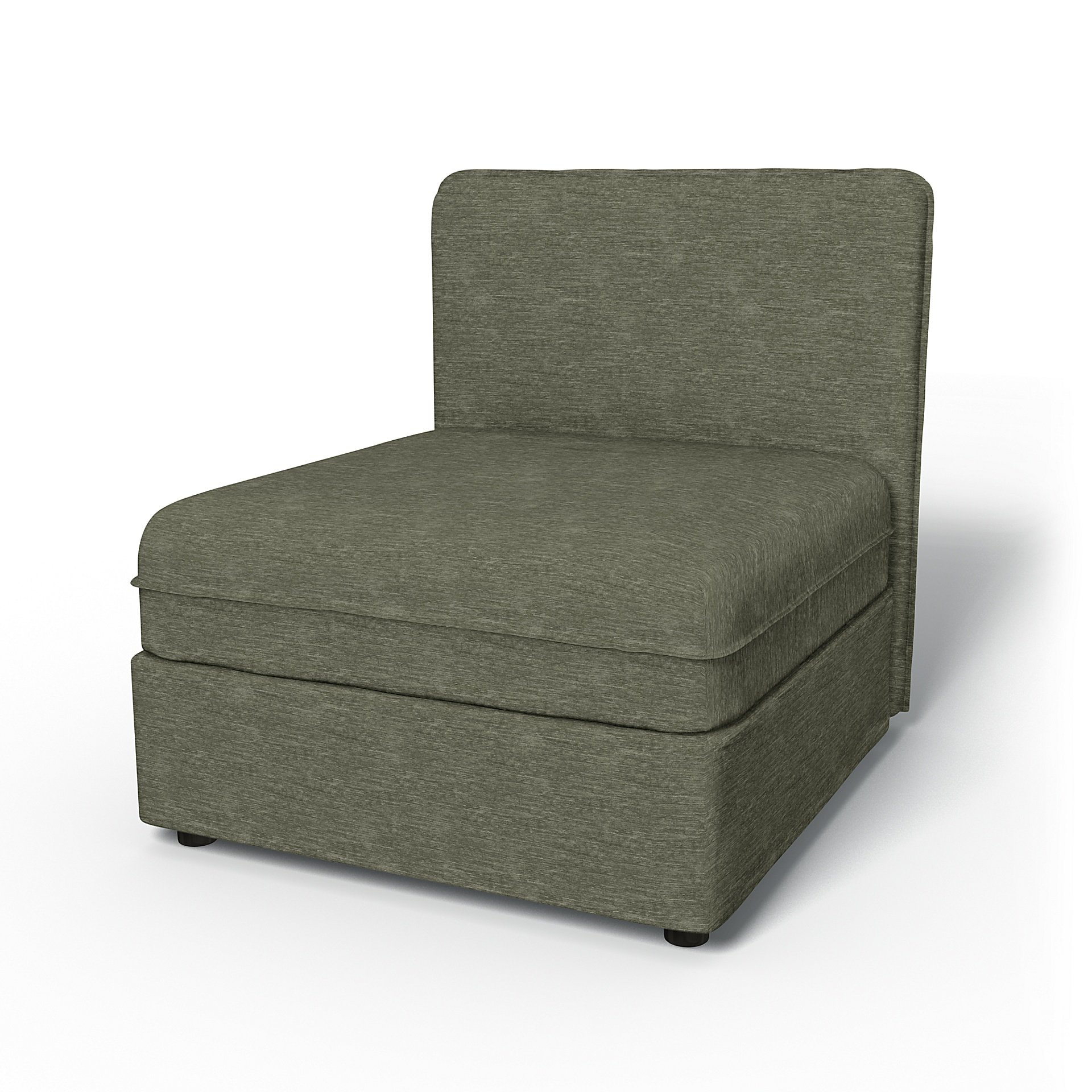IKEA - Vallentuna Seat Module with Low Back Cover 80x80cm 32x32in, Green Grey, Velvet - Bemz
