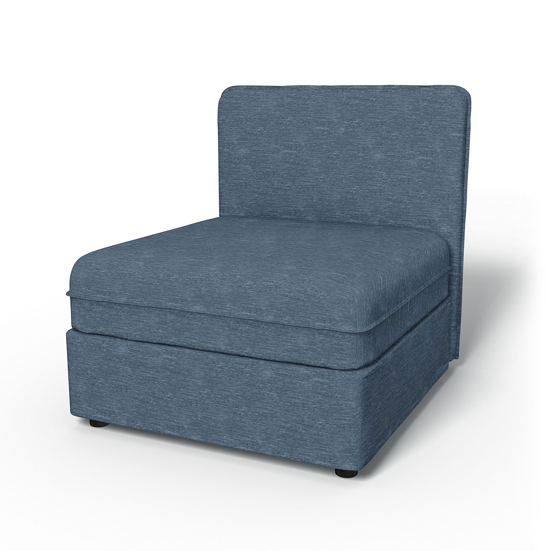 IKEA - Vallentuna Seat Module with Low Back Cover 80x80cm 32x32in, Mineral Blue, Velvet - Bemz
