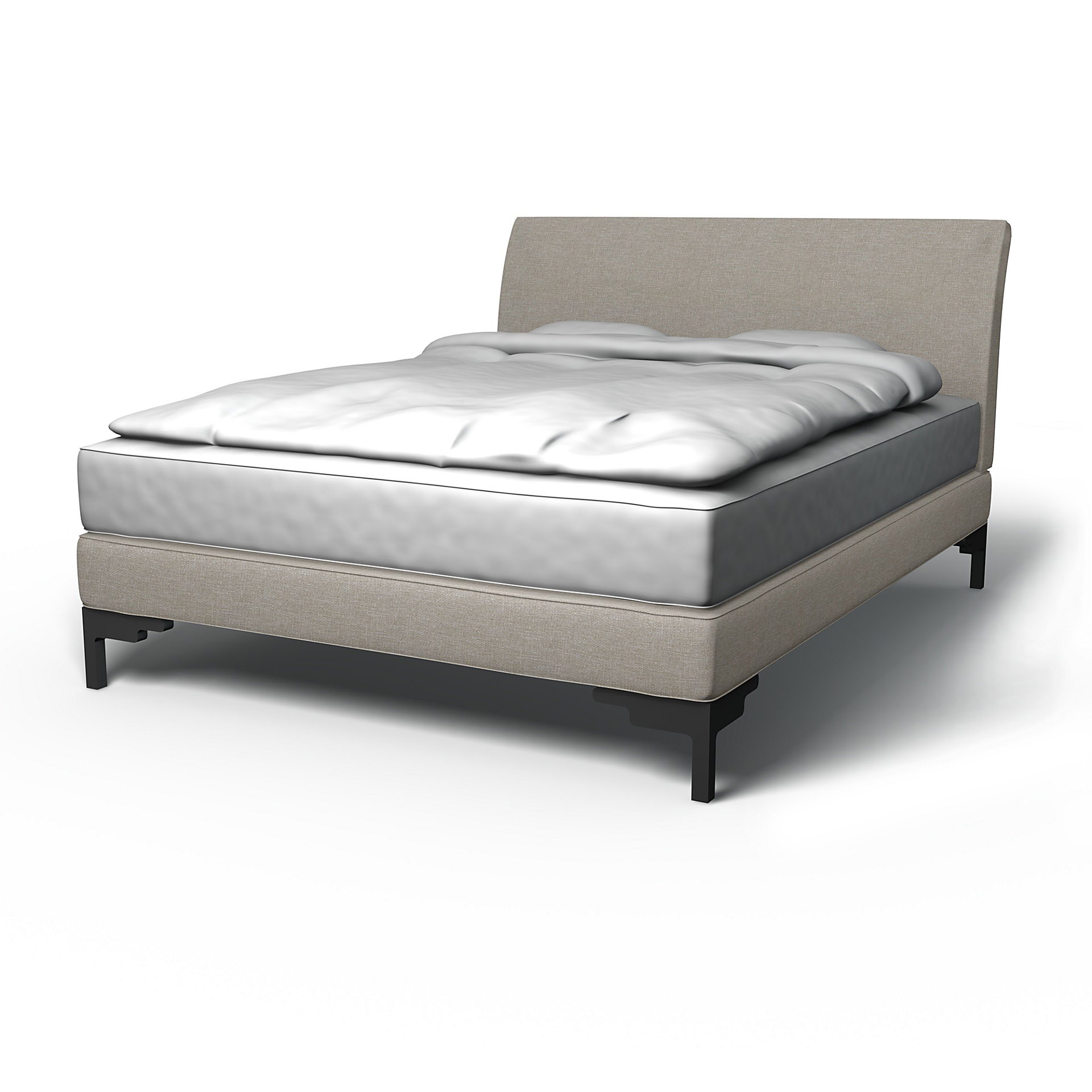 IKEA - Vanvik Bed Frame Cover, Greige, Bouclé & Texture - Bemz