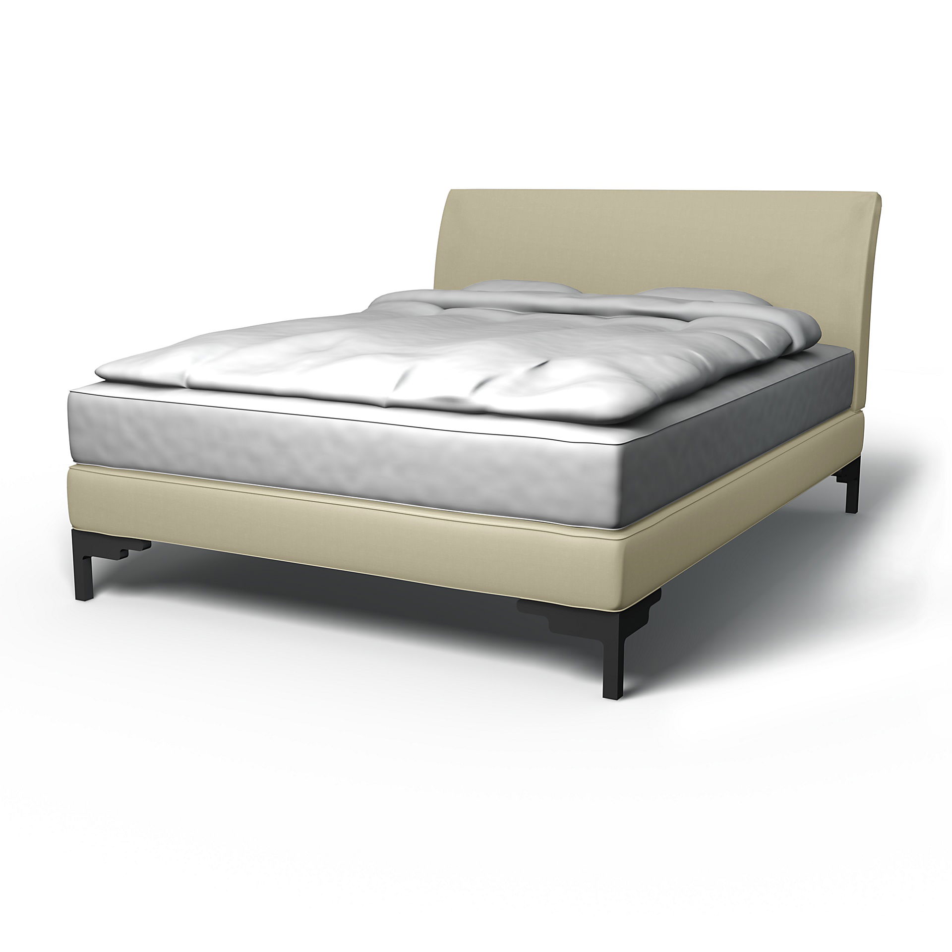 IKEA - Vanvik Bed Frame Cover, Sand Beige, Cotton - Bemz