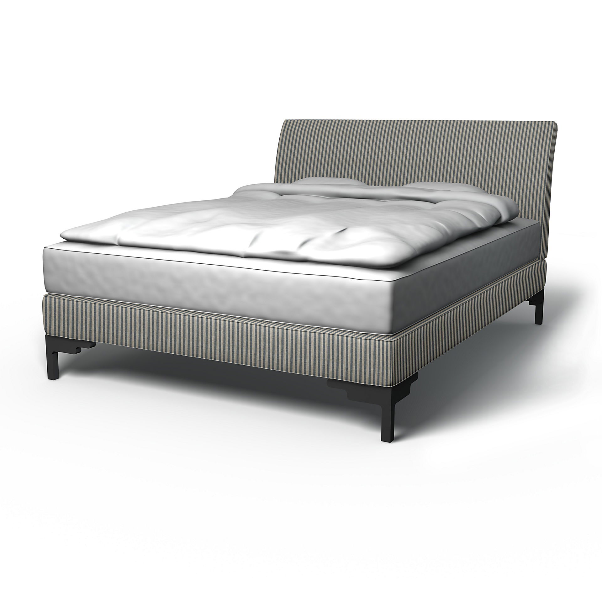 IKEA - Överdrag till Vanvik sängstomme, Dark Blue / Natural, Linne - Bemz