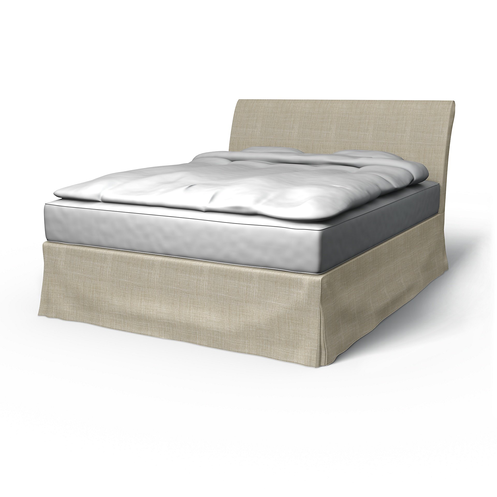 IKEA - Vanvik Bed Frame Cover, Sand Beige, Boucle & Texture - Bemz