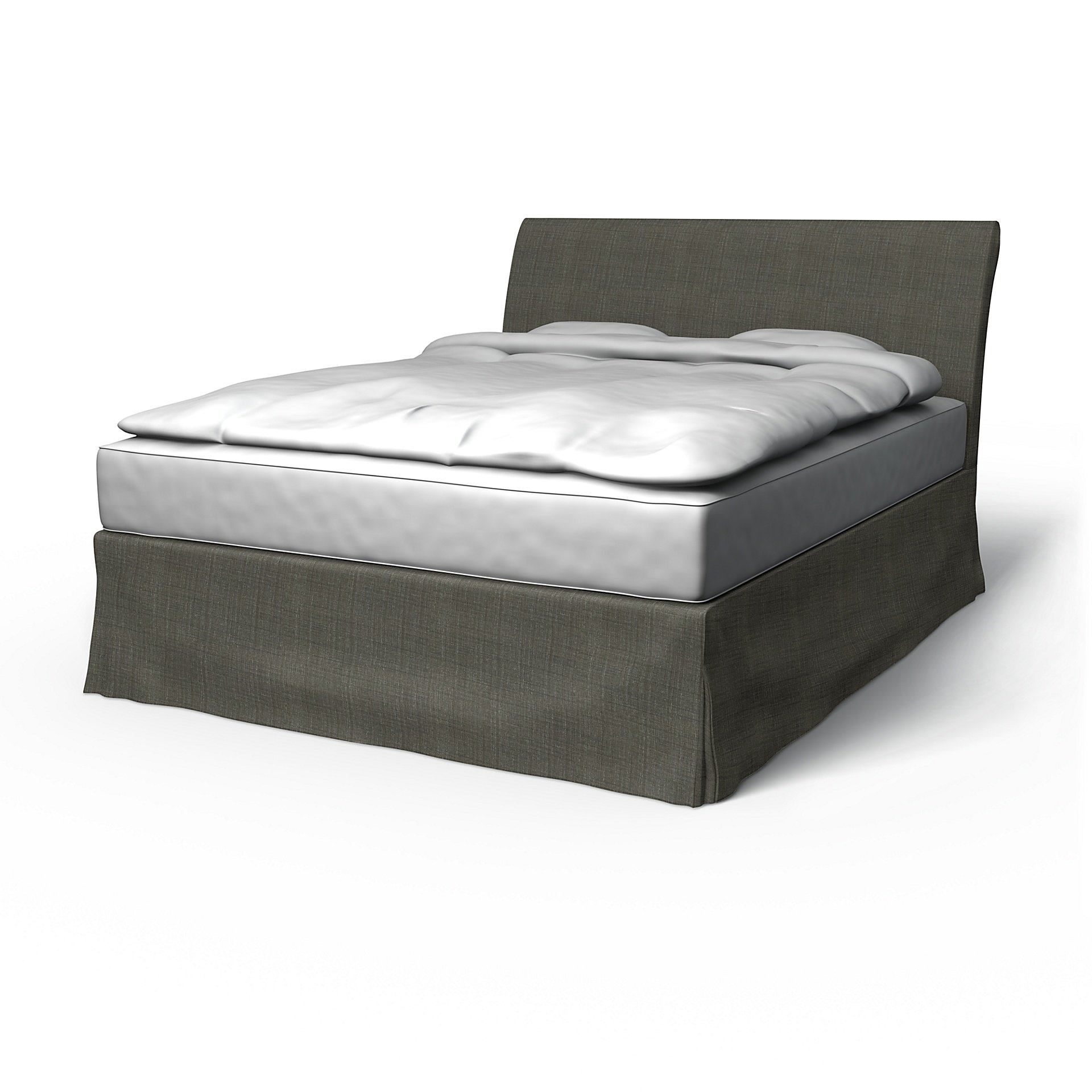 IKEA - Vanvik Bed Frame Cover, Mole Brown, Boucle & Texture - Bemz