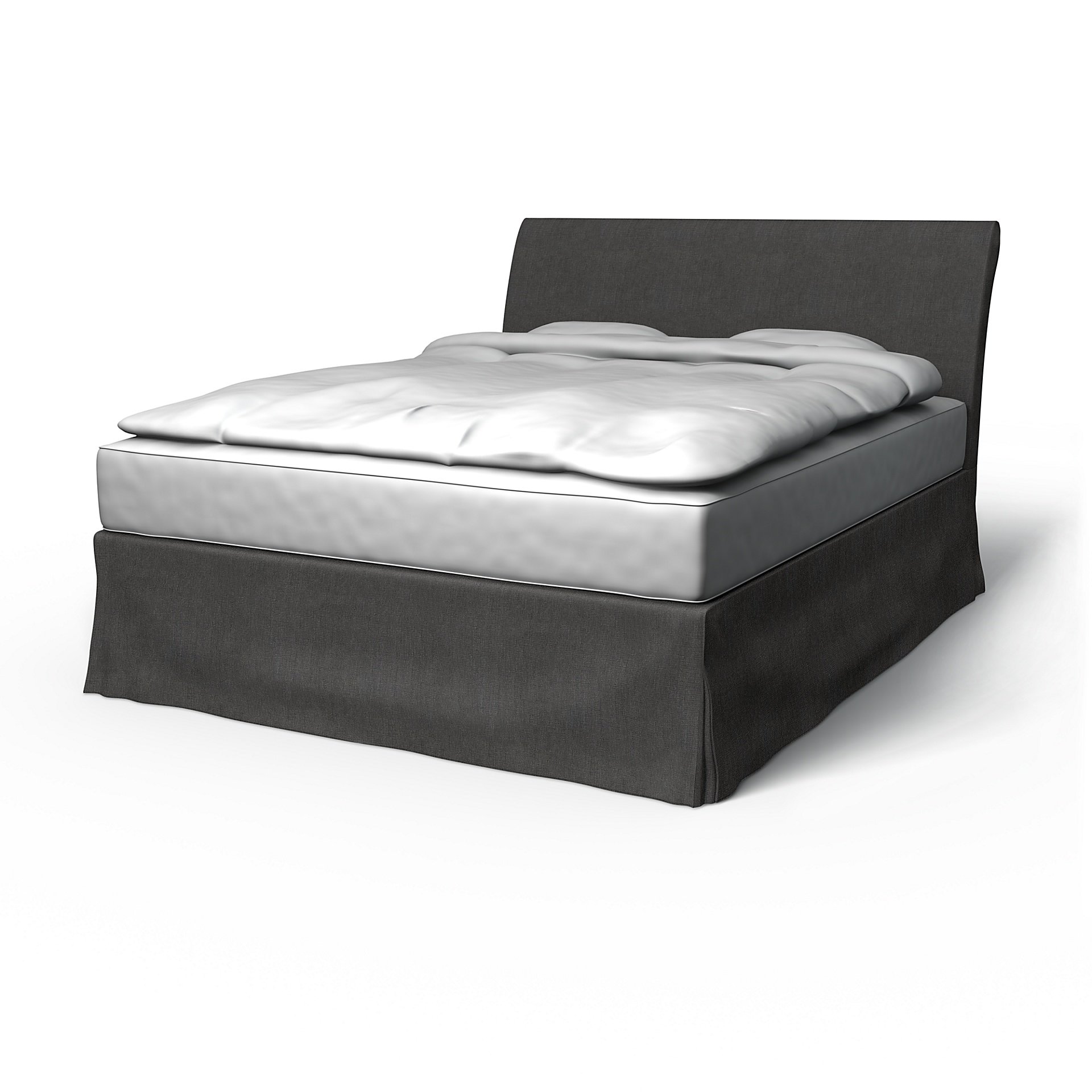 IKEA - Vanvik Bed Frame Cover, Espresso, Linen - Bemz