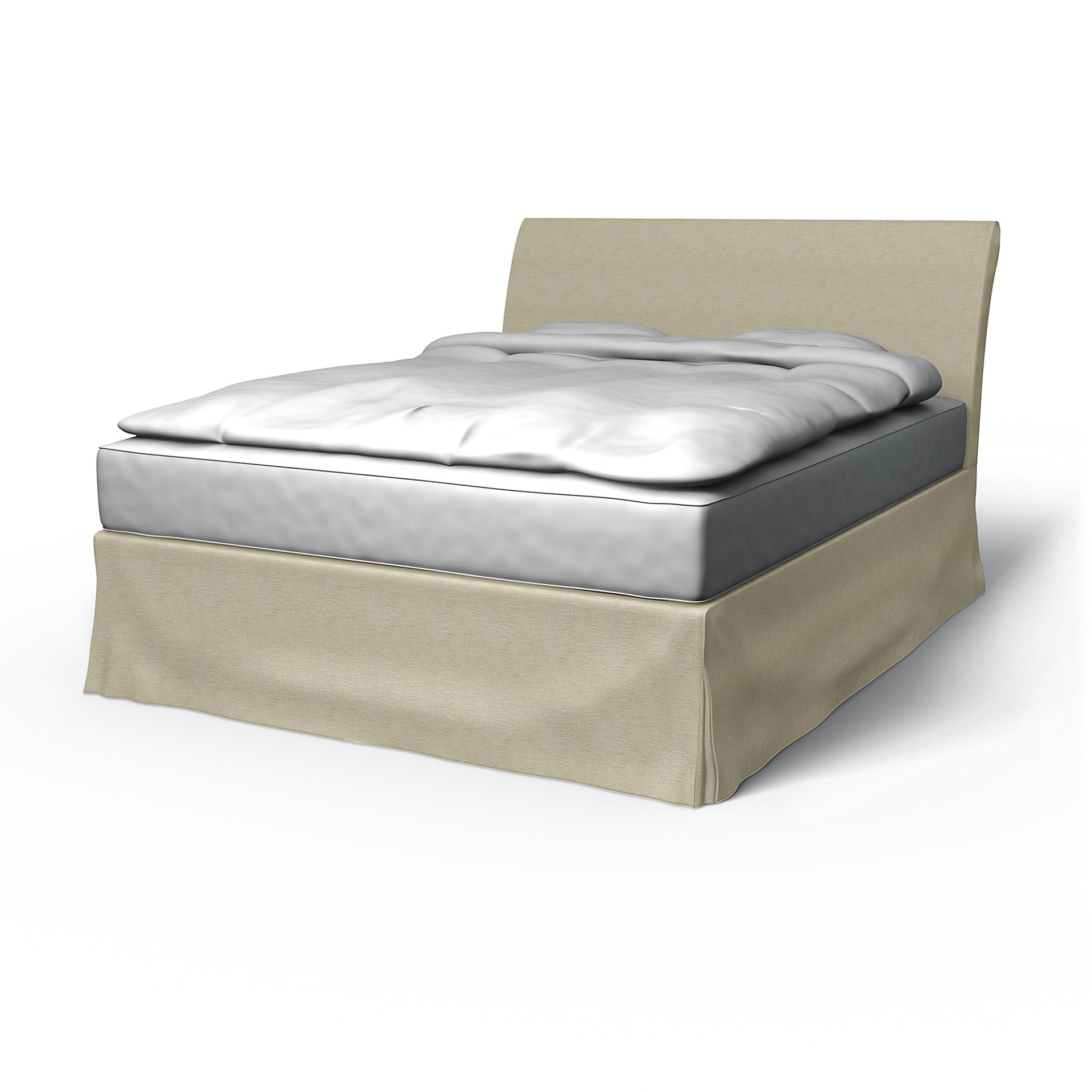 IKEA - Vanvik Bed Frame Cover, Soft White, Boucle & Texture - Bemz