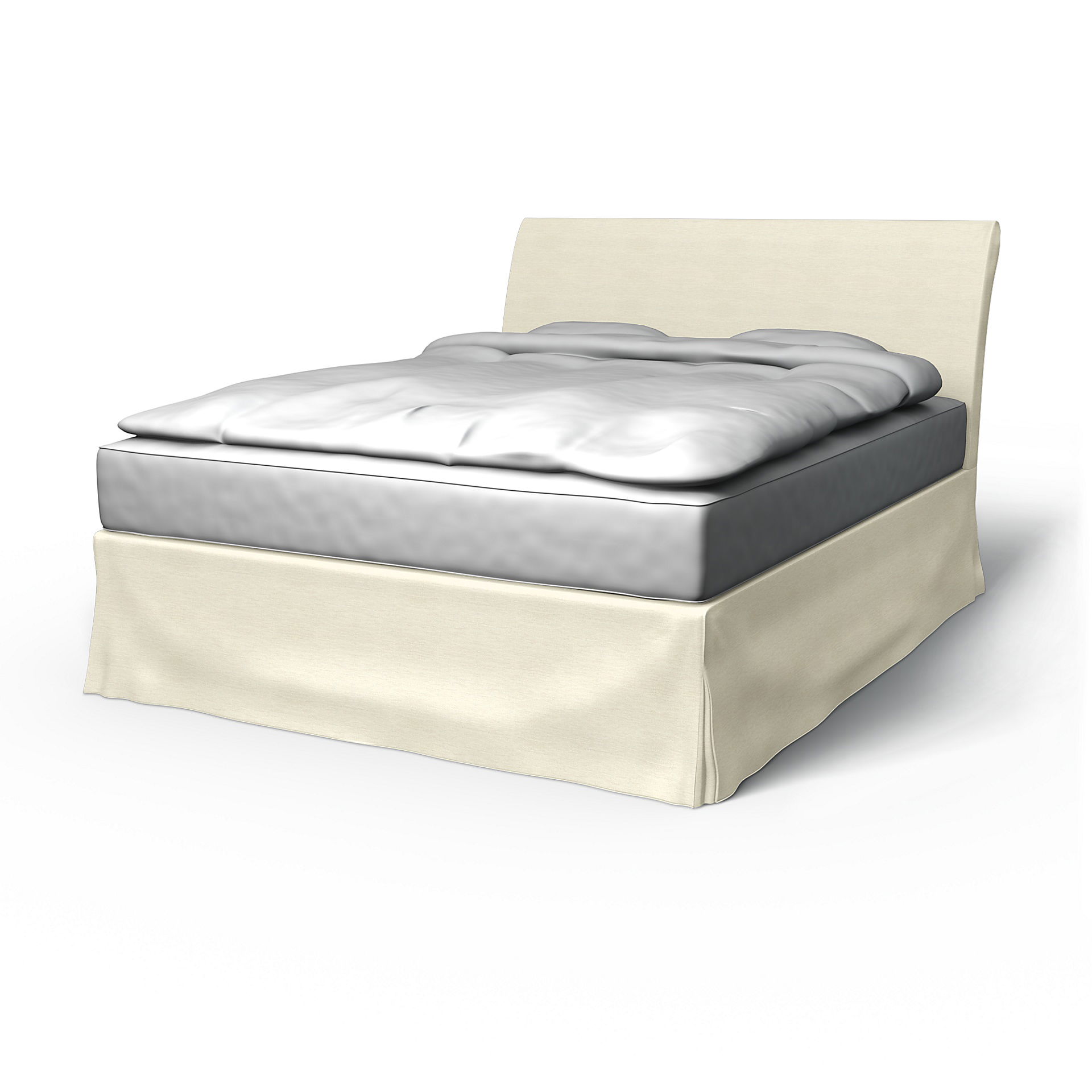 IKEA - Vanvik Bed Frame Cover, Sand Beige, Cotton - Bemz