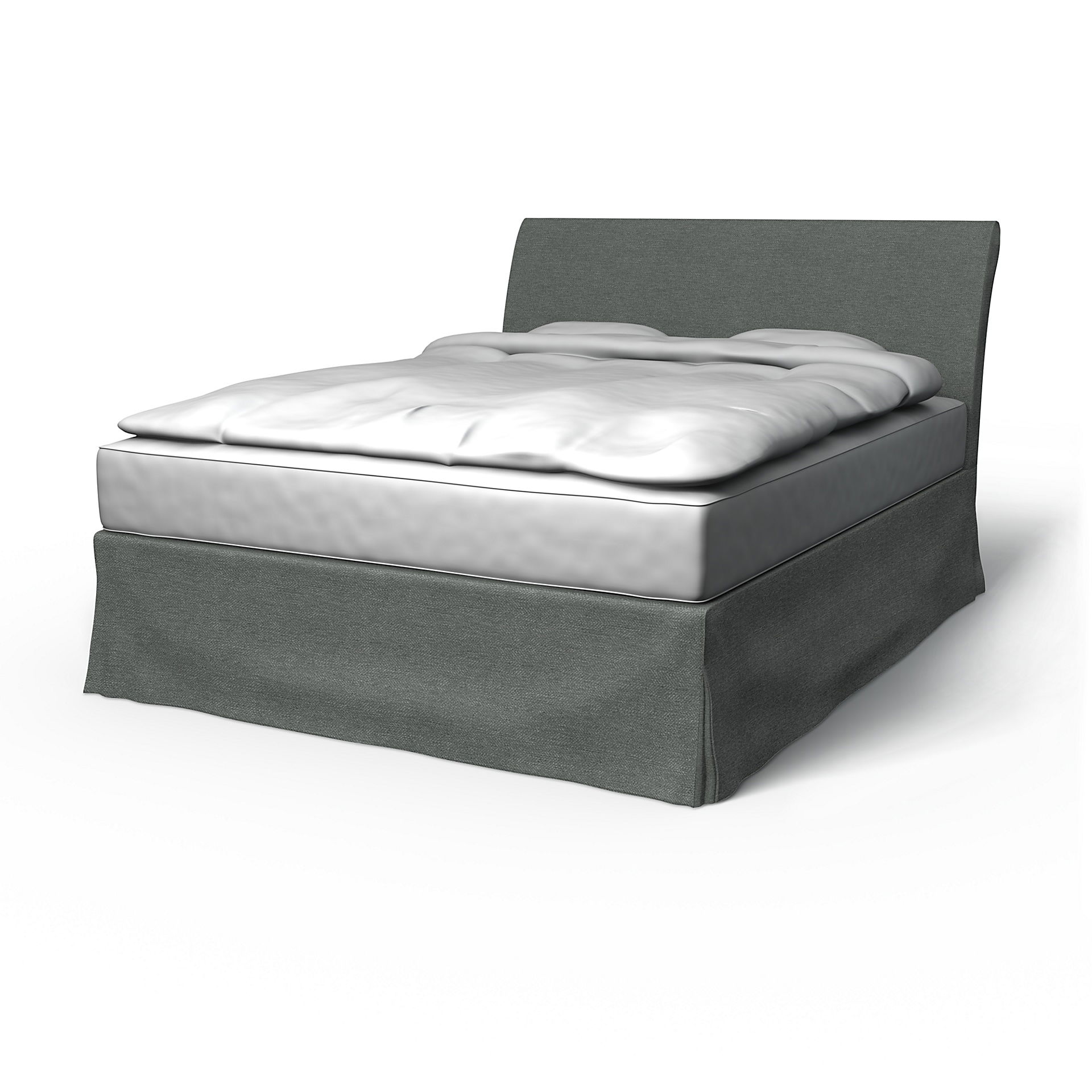 IKEA - Vanvik Bed Frame Cover, Laurel, Bouclé & Texture - Bemz