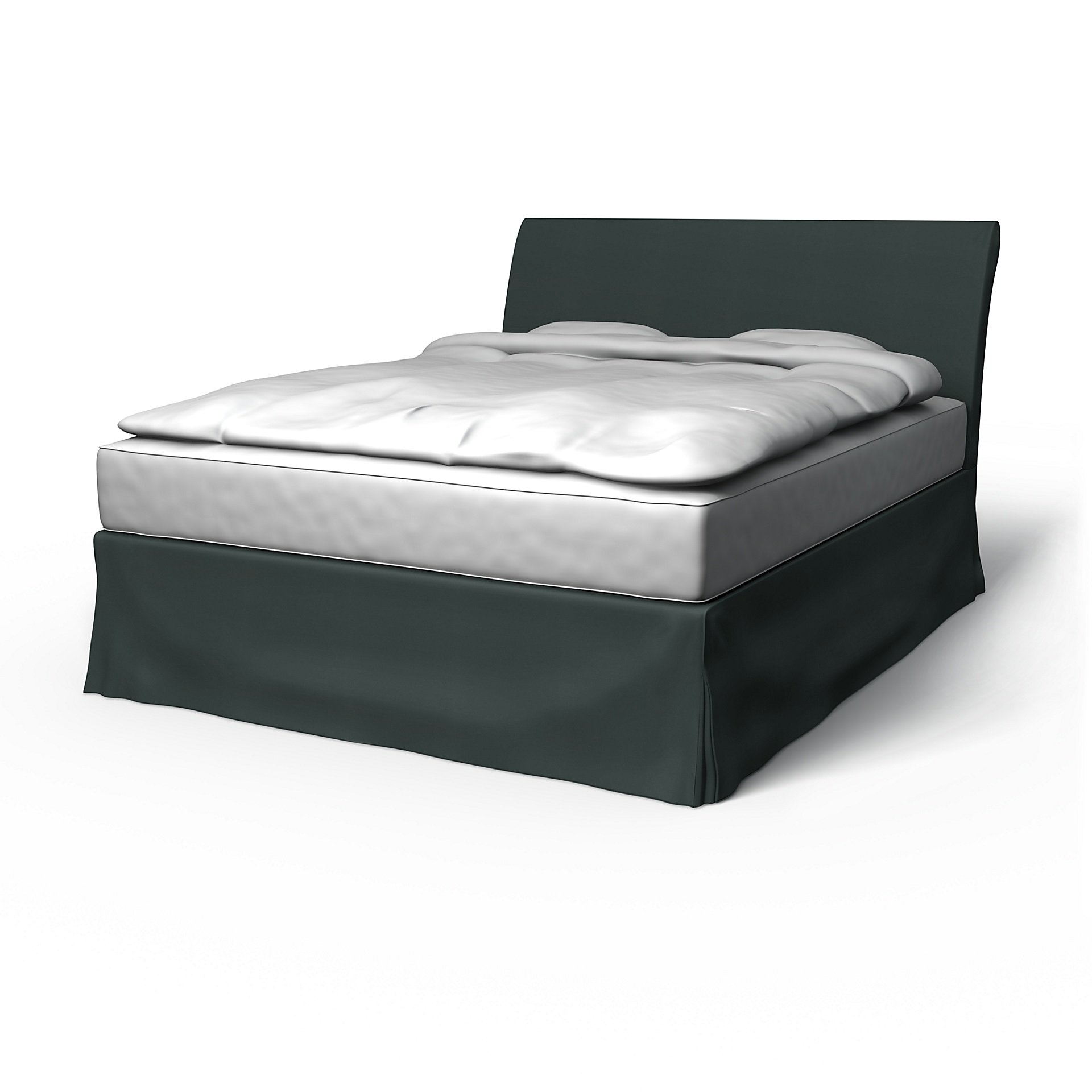 IKEA - Vanvik Bed Frame Cover, Graphite Grey, Cotton - Bemz