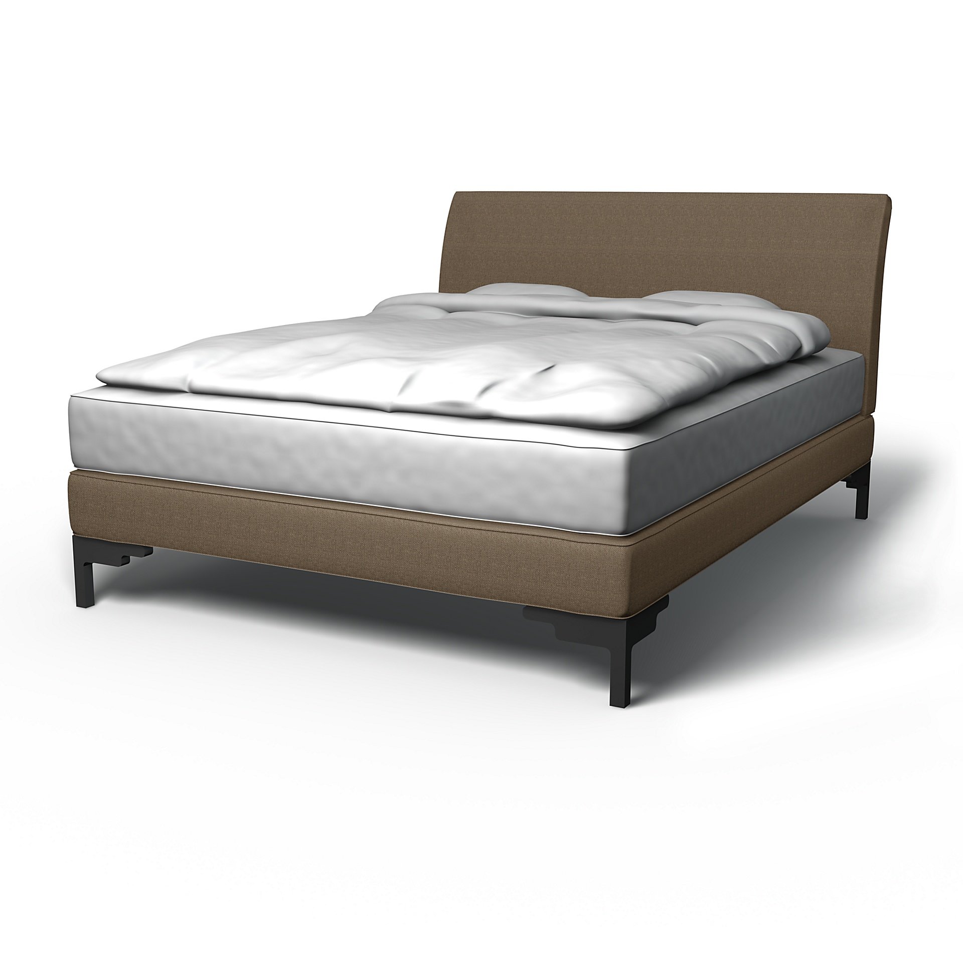 IKEA - Vanvik Bed Frame Cover, Dark Taupe, Boucle & Texture - Bemz