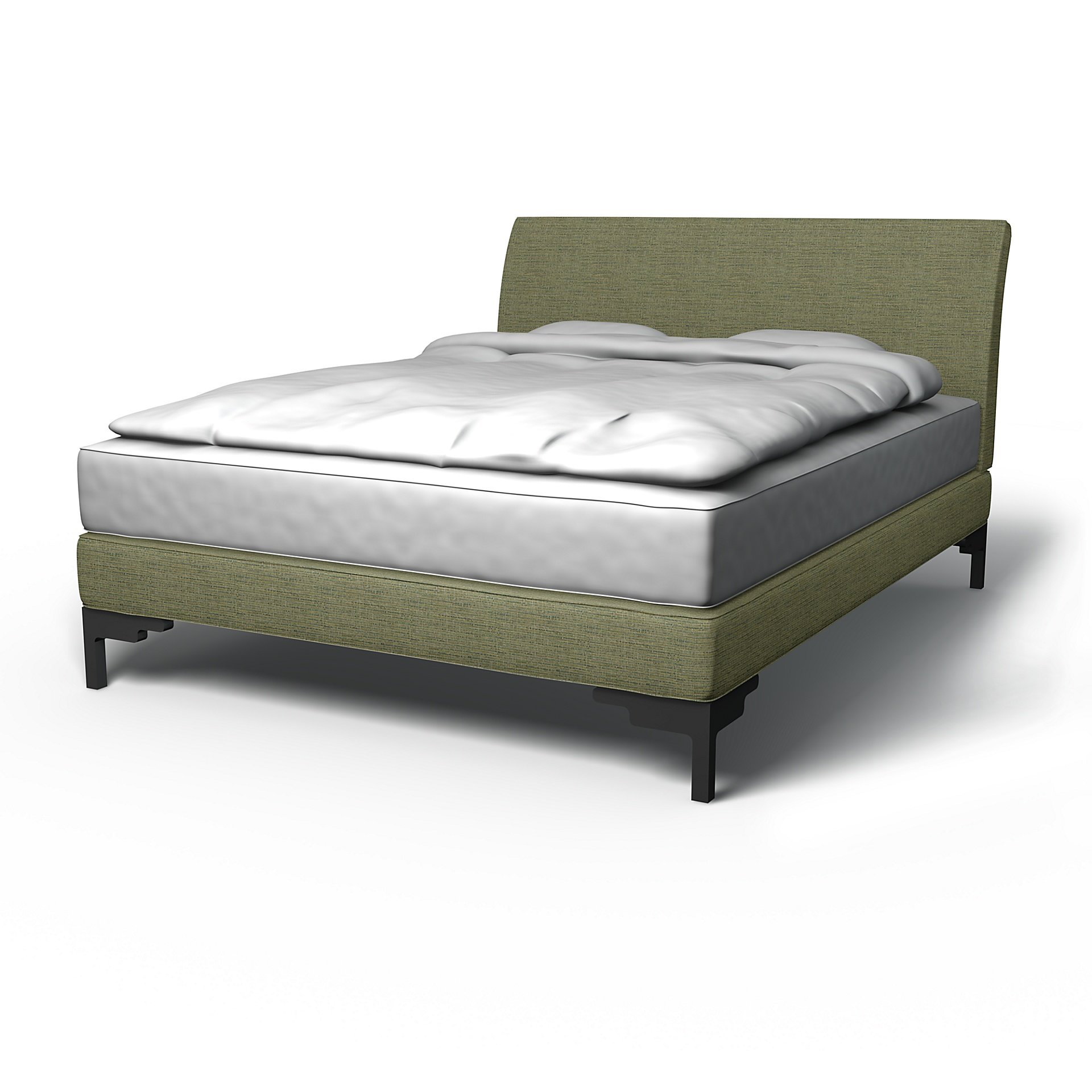 IKEA - Vanvik Bed Frame Cover, Meadow Green, Boucle & Texture - Bemz