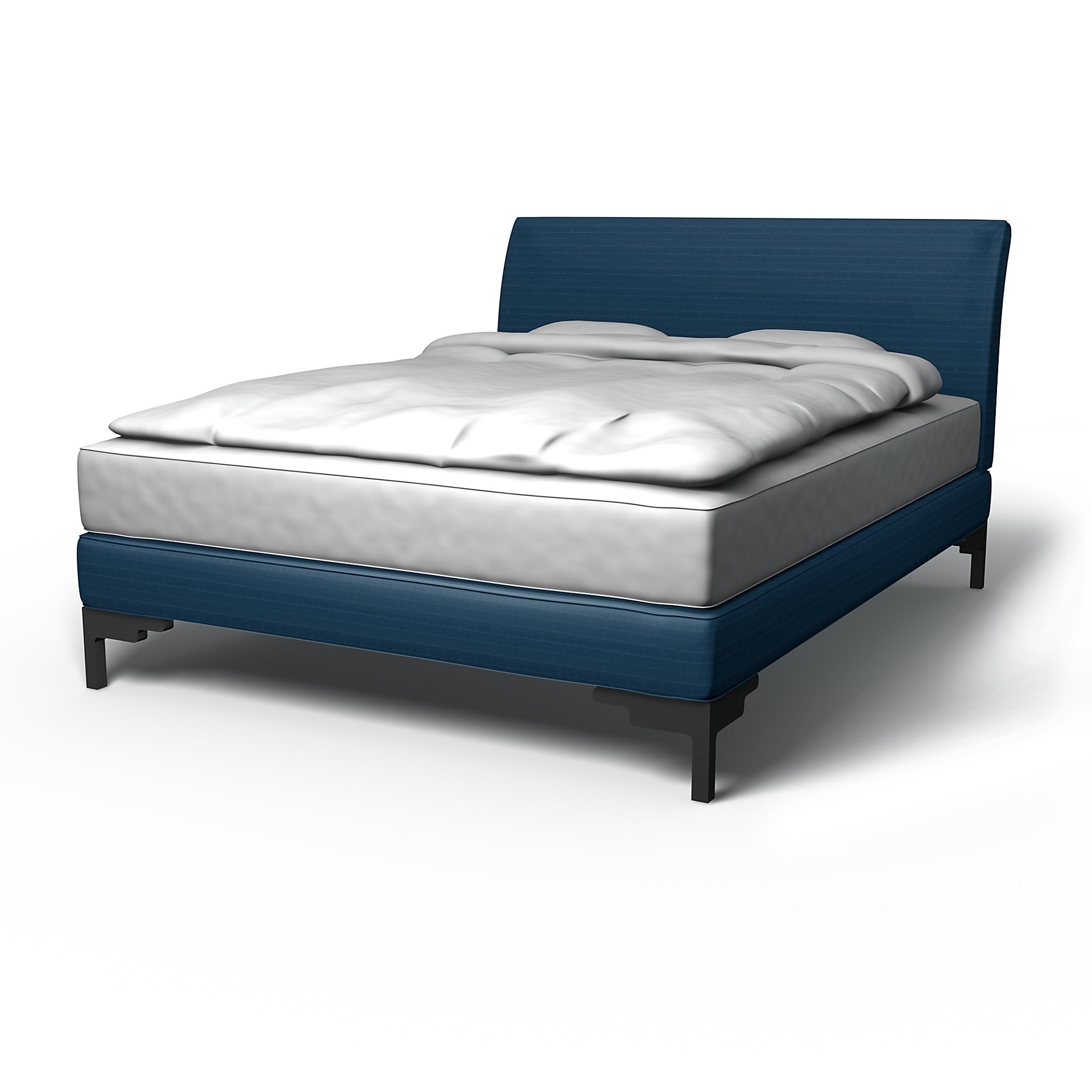 IKEA - Vanvik Bed Frame Cover, Denim Blue, Velvet - Bemz