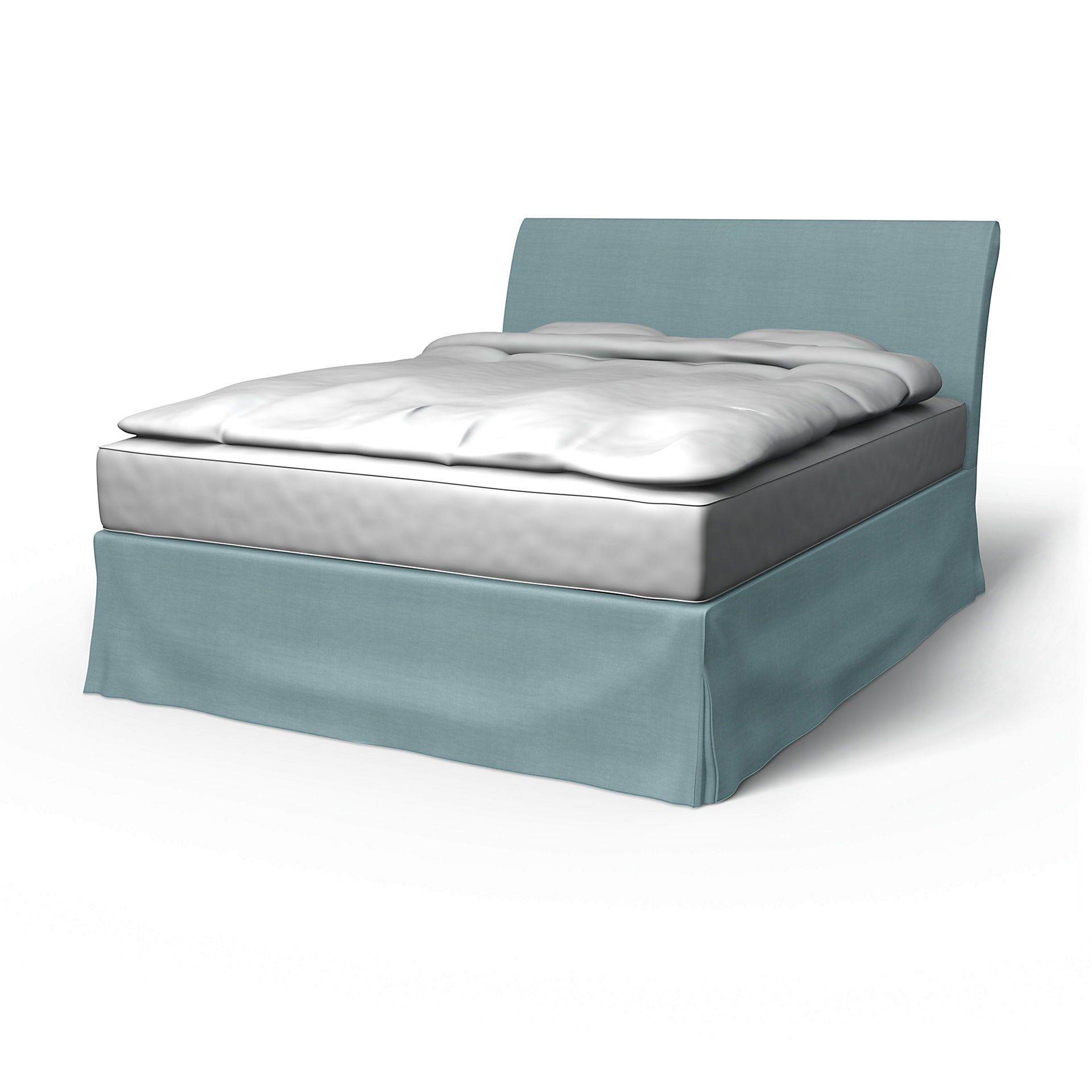 IKEA - Vanvik Bed Frame Cover, Dusty Blue, Linen - Bemz