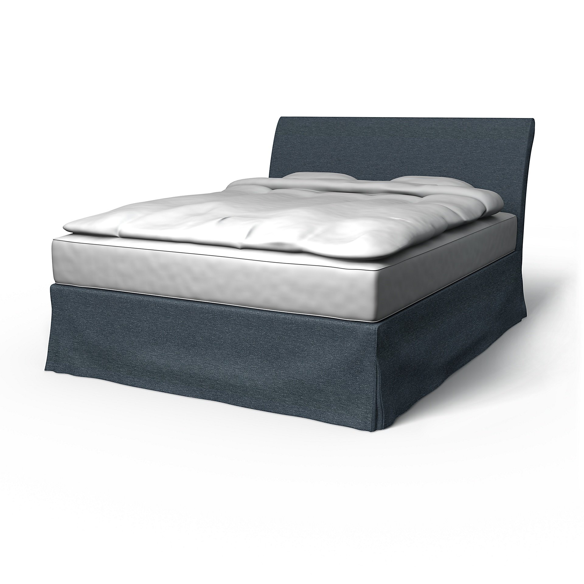 IKEA - Vanvik Bed Frame Cover, Denim, Boucle & Texture - Bemz