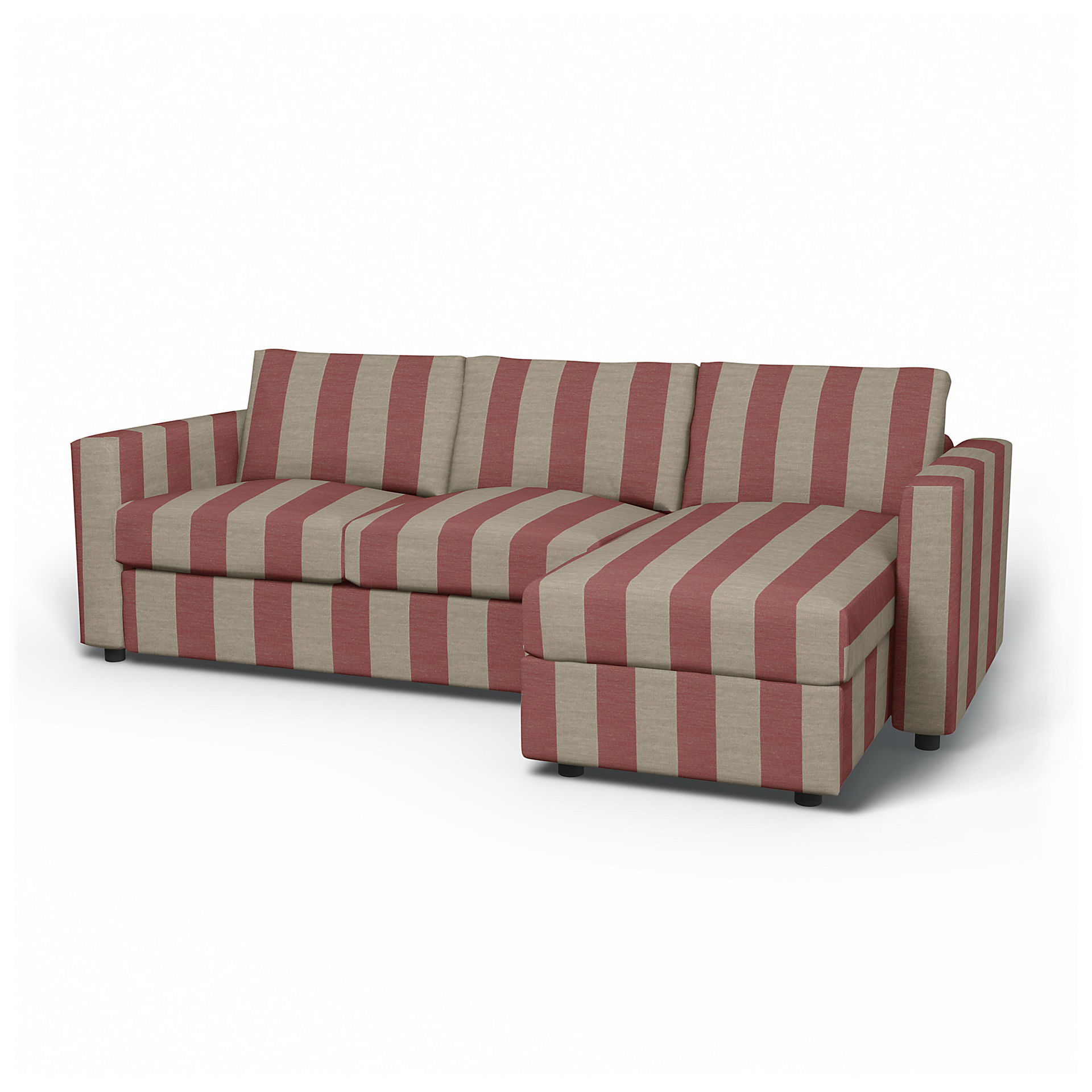 IKEA - Vimle 2 Seater Sofa with Chaise Cover, Soft Red, Linen - Bemz