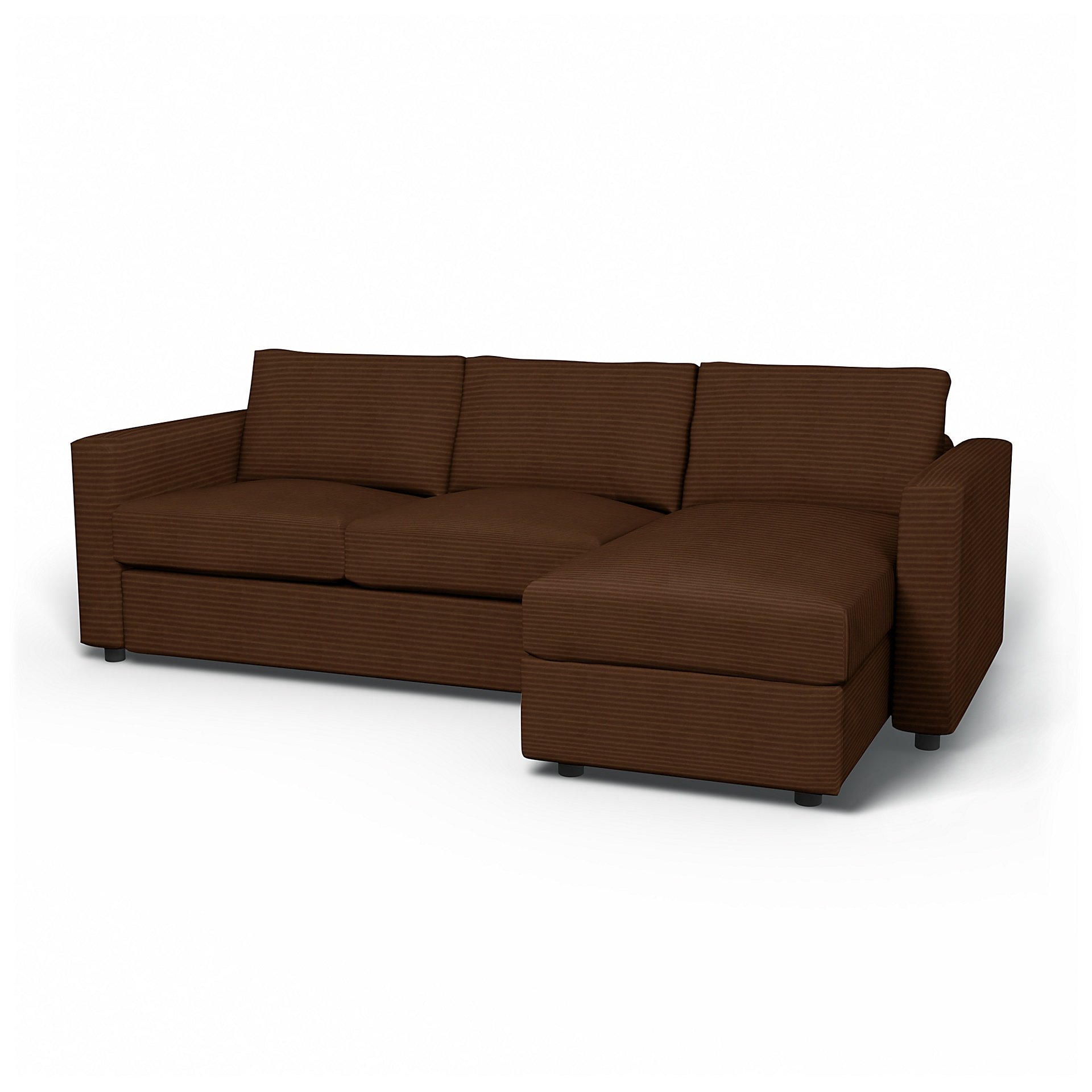 IKEA - Vimle 2 Seater Sofa with Chaise Cover, Chocolate Brown, Corduroy - Bemz