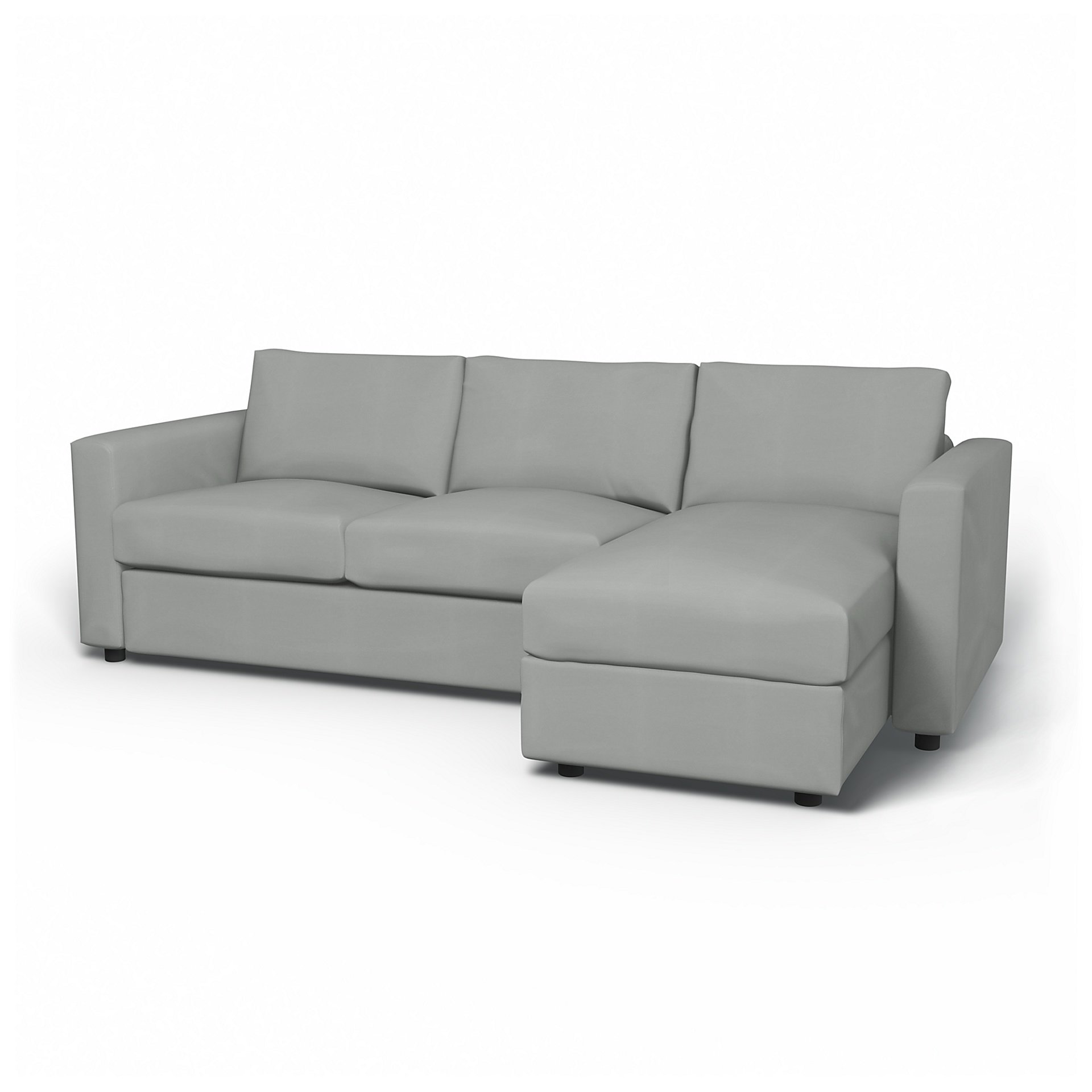 IKEA - Vimle 2 Seater Sofa with Chaise Cover, Silver Grey, Cotton - Bemz