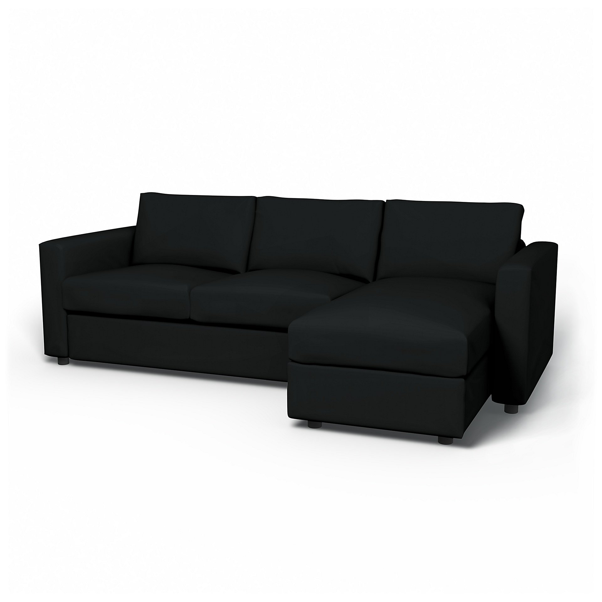 IKEA - Vimle 2 Seater Sofa with Chaise Cover, Jet Black, Cotton - Bemz