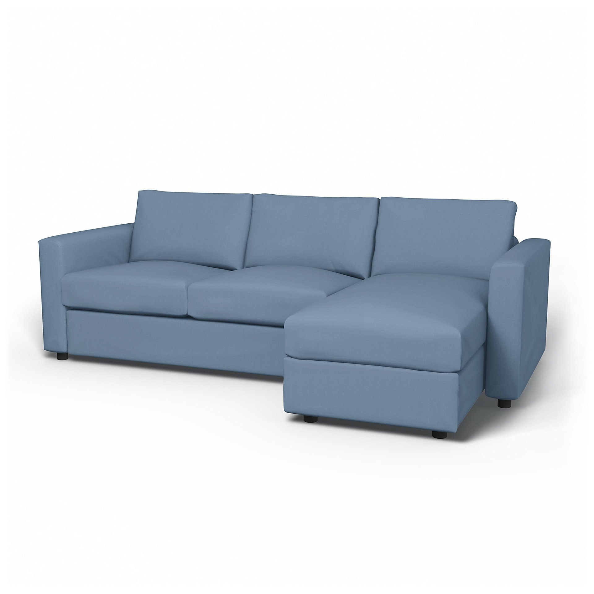 IKEA - Vimle 2 Seater Sofa with Chaise Cover, Dusty Blue, Cotton - Bemz