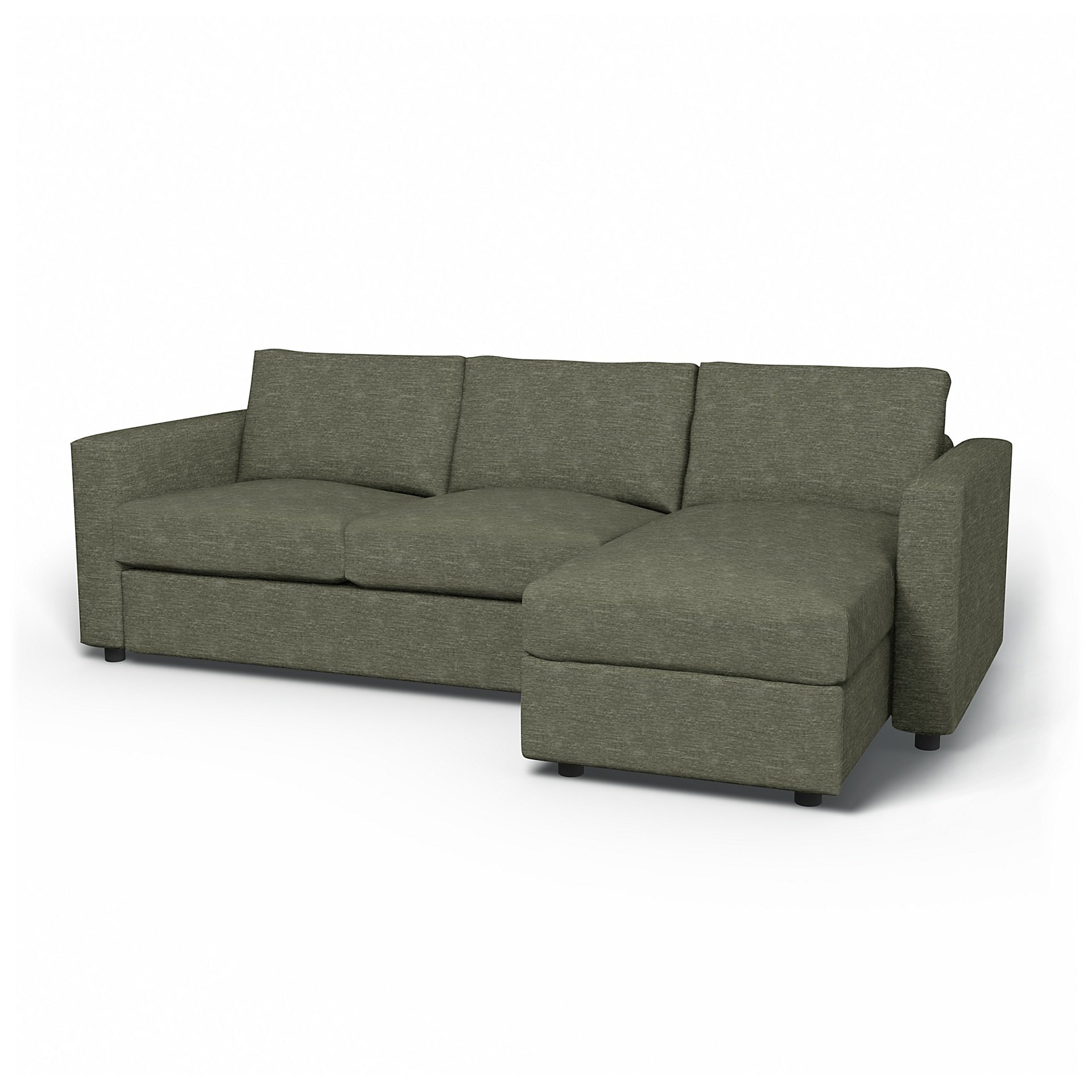 IKEA - Vimle 2 Seater Sofa with Chaise Cover, Green Grey, Velvet - Bemz