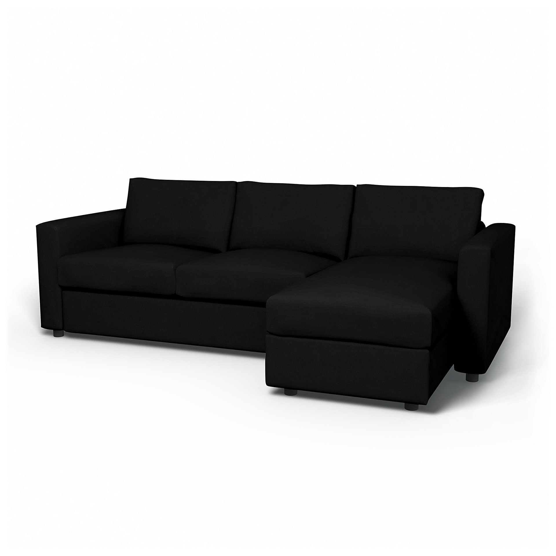 IKEA - Vimle 2 Seater Sofa with Chaise Cover, Black, Velvet - Bemz